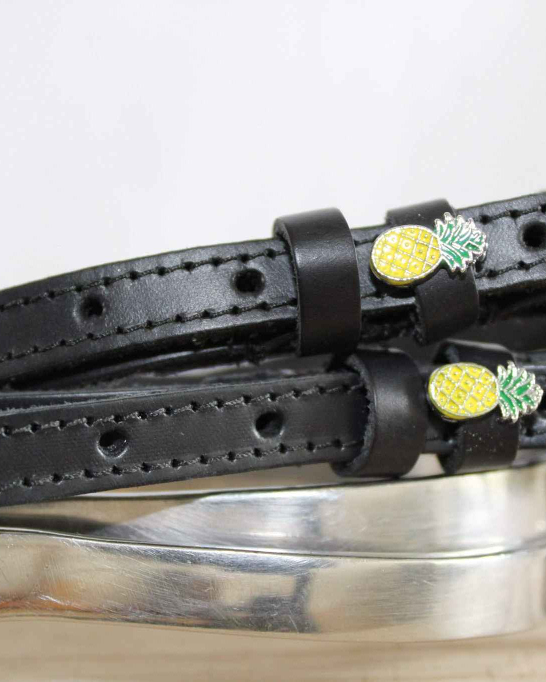 ManeJane Black Spur Straps 17 inch (adult) Pineapple Spur Straps equestrian boot socks boot socks thin socks riding socks pattern socks tall socks funny socks knee high socks horse socks horse show socks