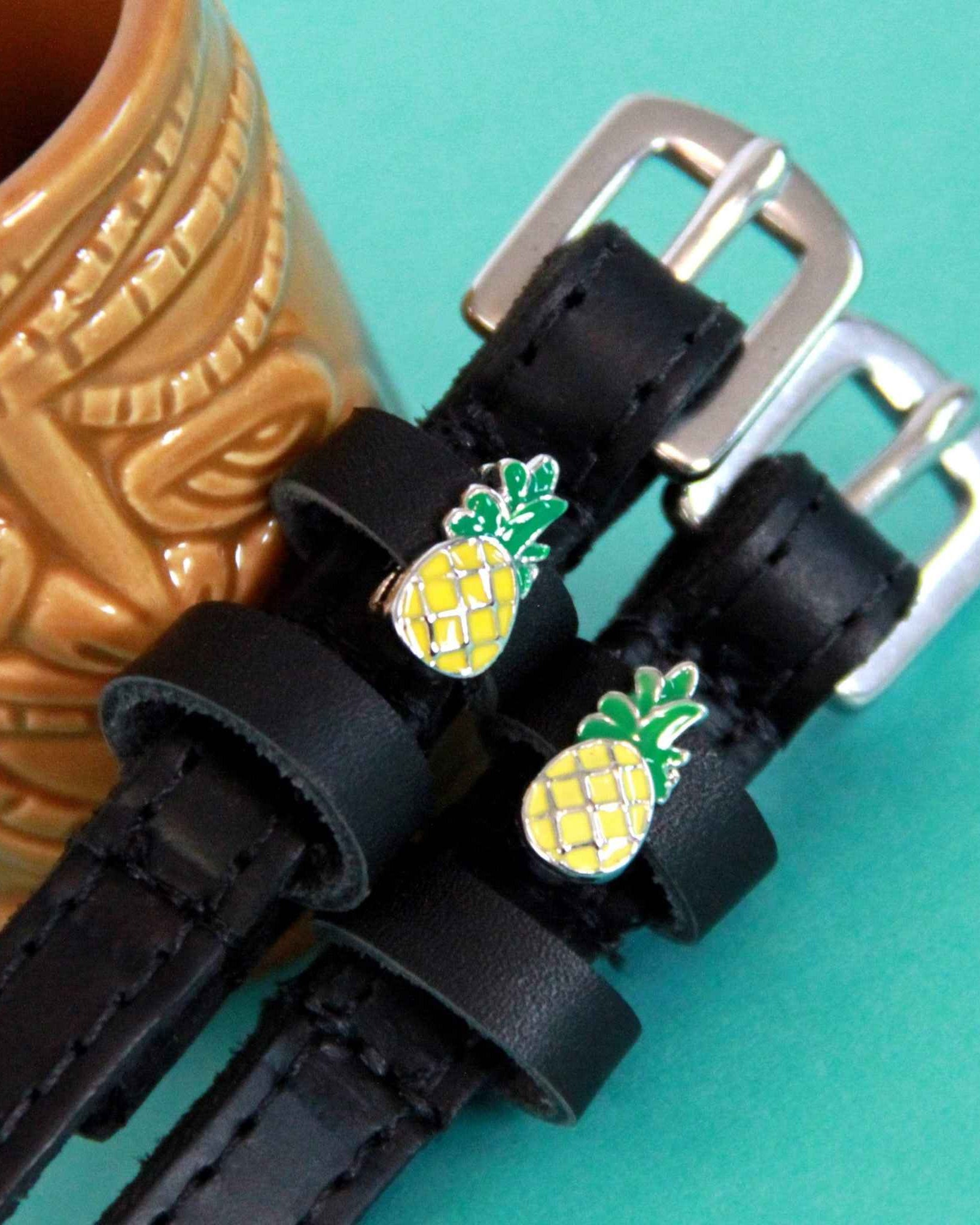 ManeJane Black Spur Straps 14 inch (youth) Pineapple Spur Straps equestrian boot socks boot socks thin socks riding socks pattern socks tall socks funny socks knee high socks horse socks horse show socks