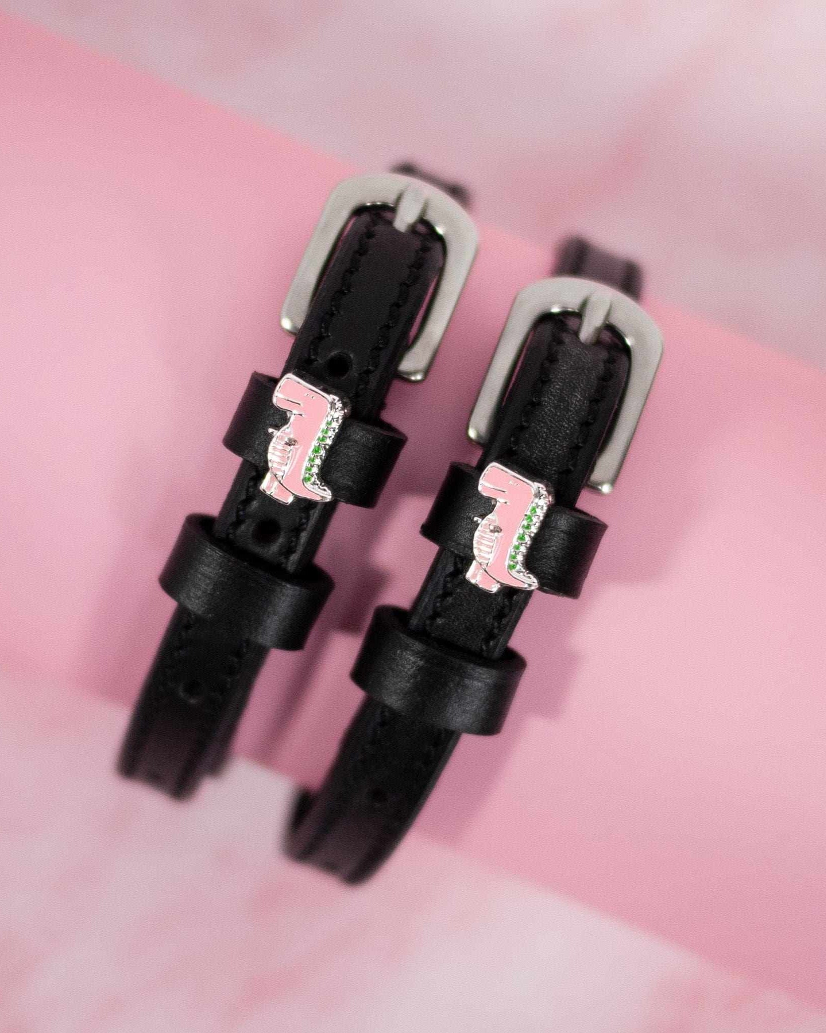 ManeJane Spur Straps Pink Dinosaur Spur Strap equestrian boot socks boot socks thin socks riding socks pattern socks tall socks funny socks knee high socks horse socks horse show socks