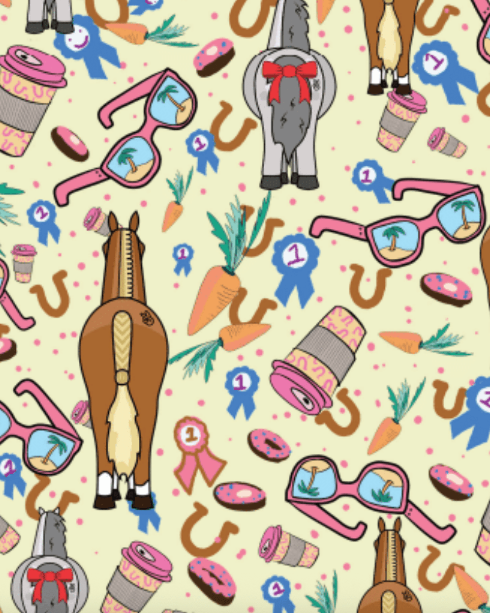 Pony Party Pair & a Spare equestrian boot socks, showing the full pattern layout