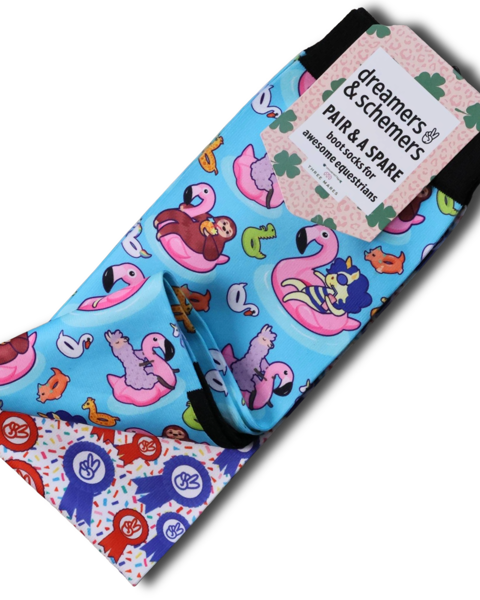 Pool & Chill Pair & a Spare equestrian boot socks featuring swimming pool summer, alternate angle, by Dreamers & Schemers