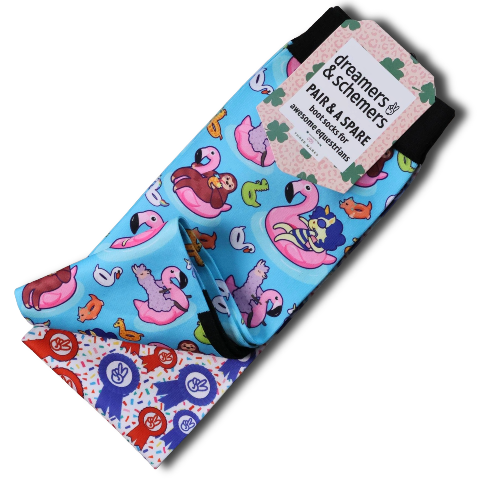 Pool & Chill Pair & a Spare equestrian boot socks featuring swimming pool summer, alternate angle, by Dreamers & Schemers