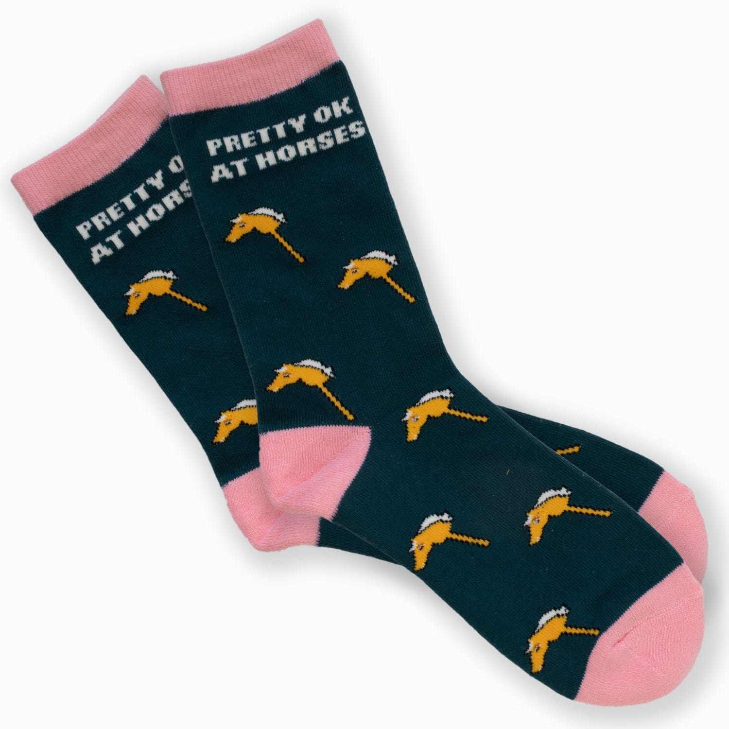 dreamers & schemers Crew Socks Pretty OK Crew Socks equestrian boot socks boot socks thin socks riding socks pattern socks tall socks funny socks knee high socks horse socks horse show socks