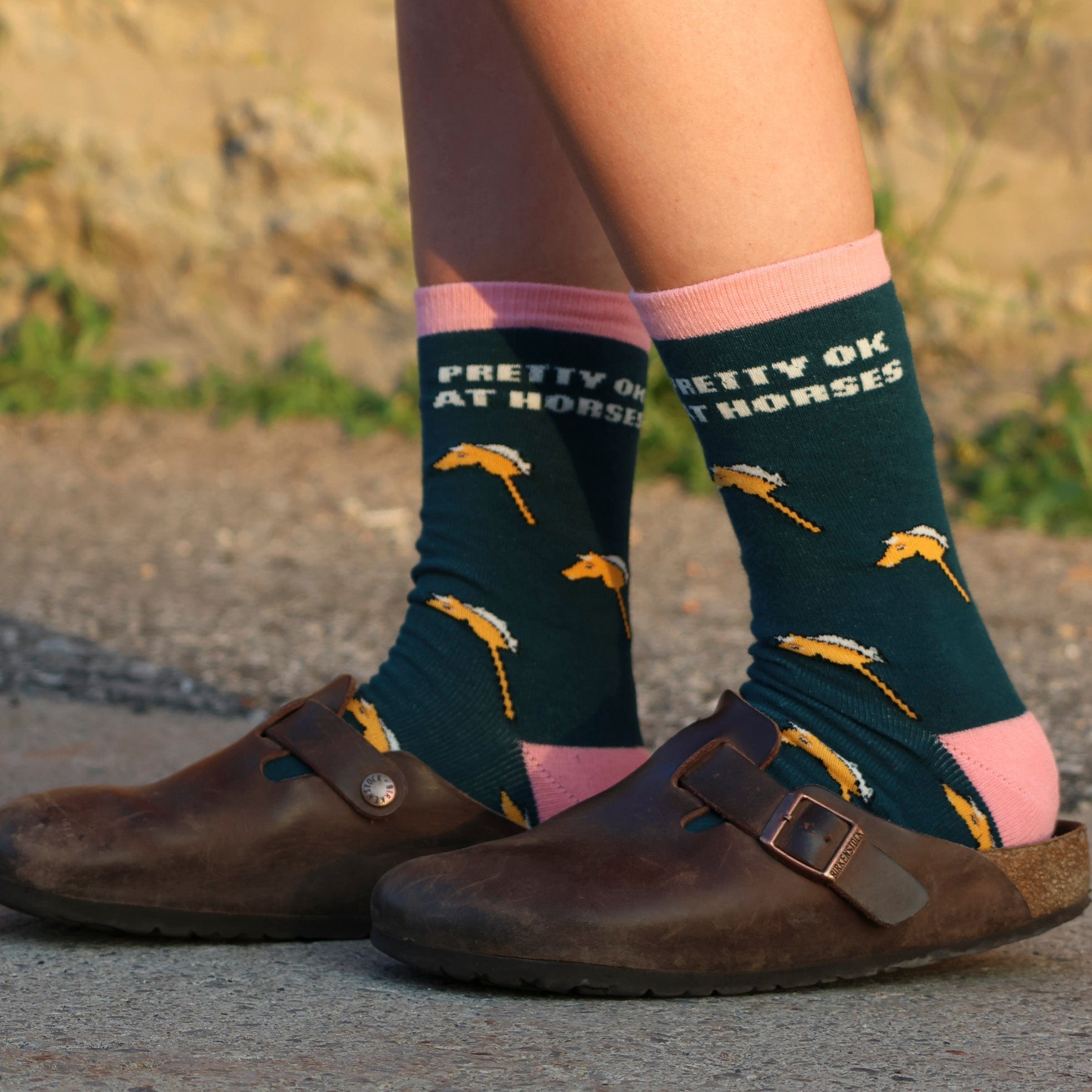 dreamers & schemers Crew Socks Pretty OK Crew Socks equestrian boot socks boot socks thin socks riding socks pattern socks tall socks funny socks knee high socks horse socks horse show socks