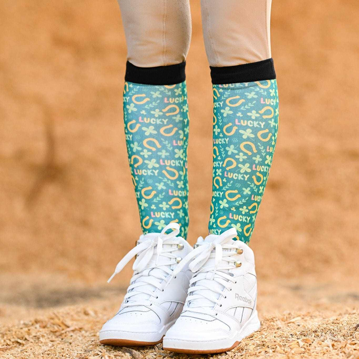 dreamers & schemers Limited Edition Retro My Lucky Socks equestrian boot socks boot socks thin socks riding socks pattern socks tall socks funny socks knee high socks horse socks horse show socks