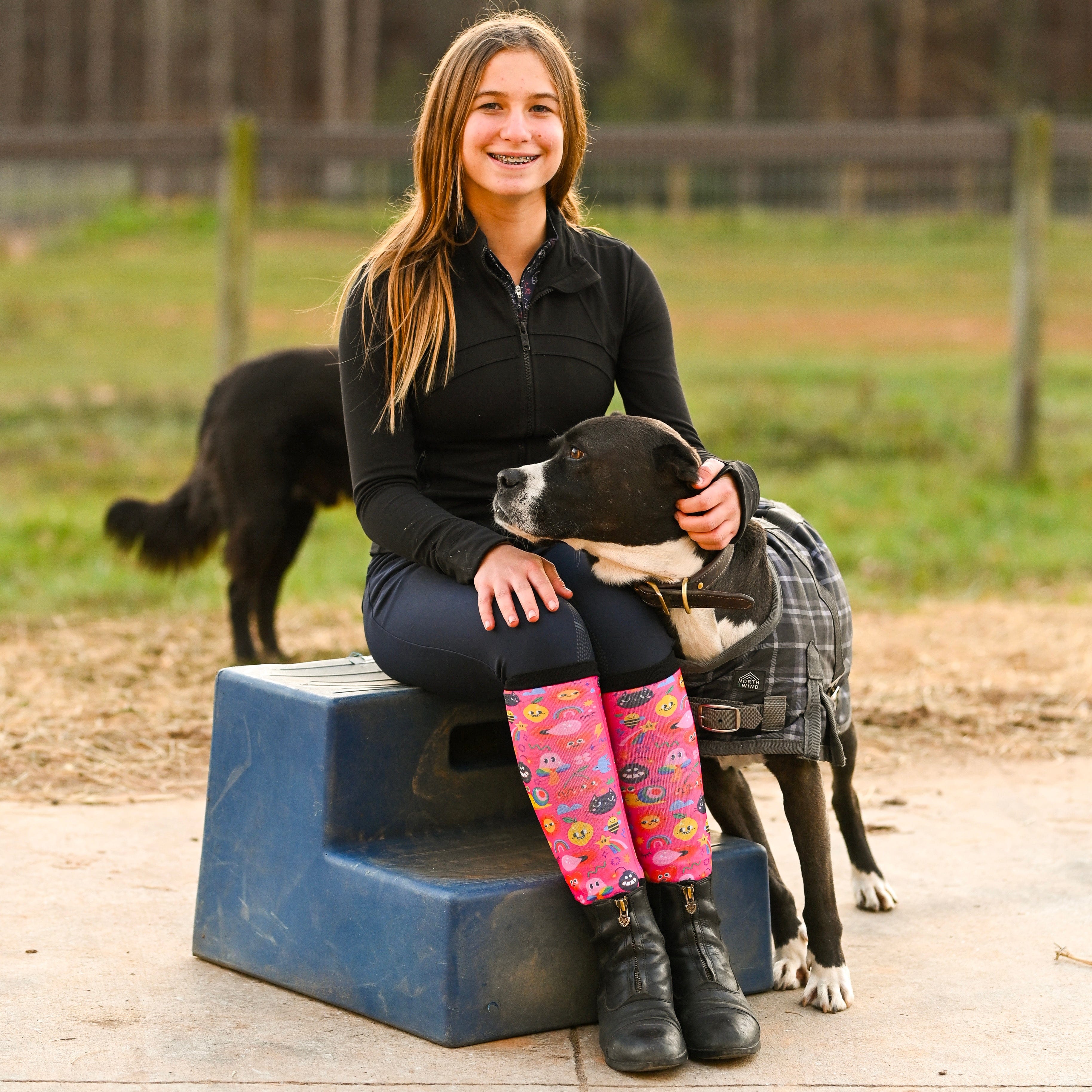 dreamers & schemers Youth Pair & a Spare School's Out Youth Pair & a Spare Socks equestrian boot socks boot socks thin socks riding socks pattern socks tall socks funny socks knee high socks horse socks horse show socks