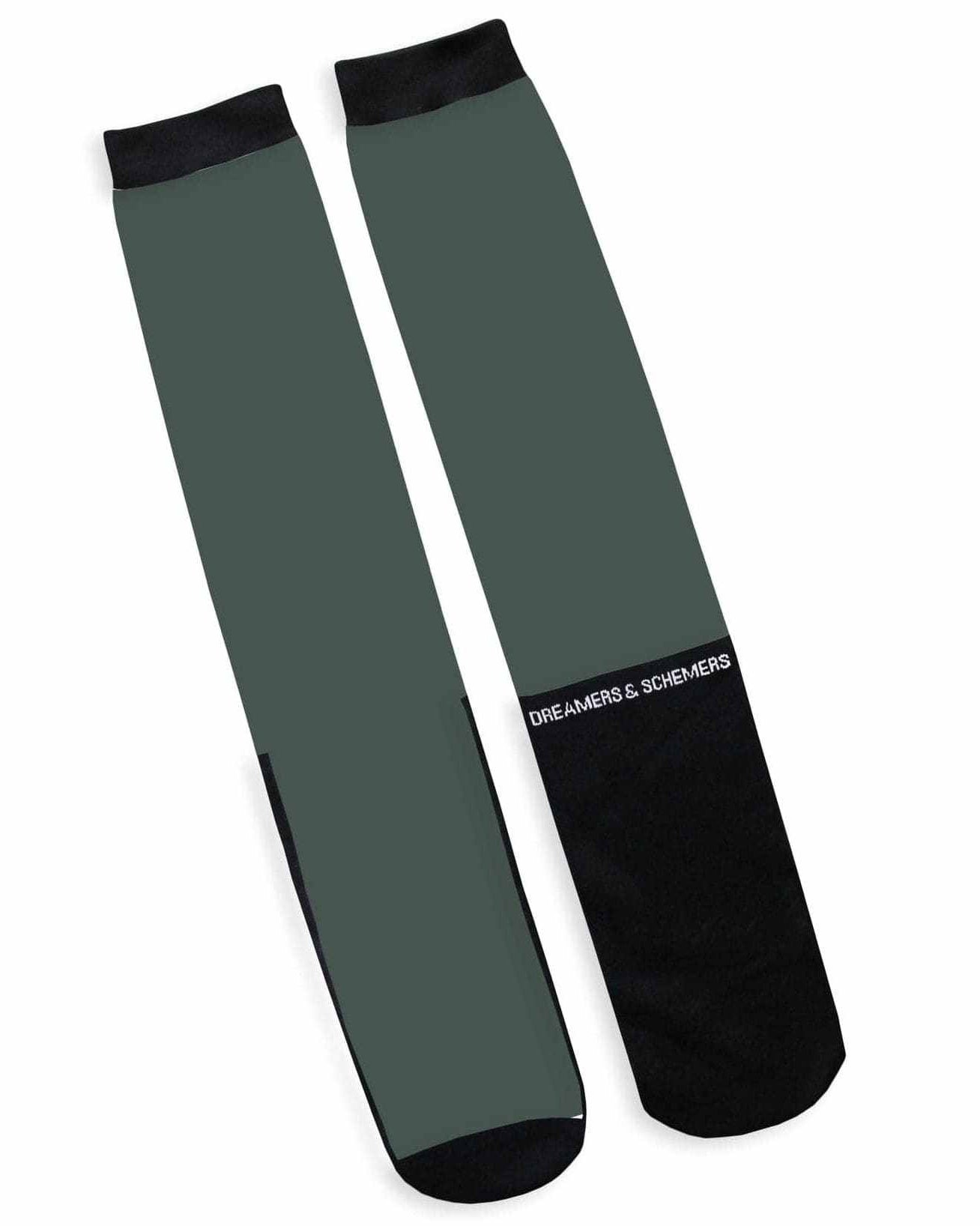 Simple Solid Pair of Socks - Dark Hunter Green knit tall boot socks, alternate angle, by Dreamers & Schemers