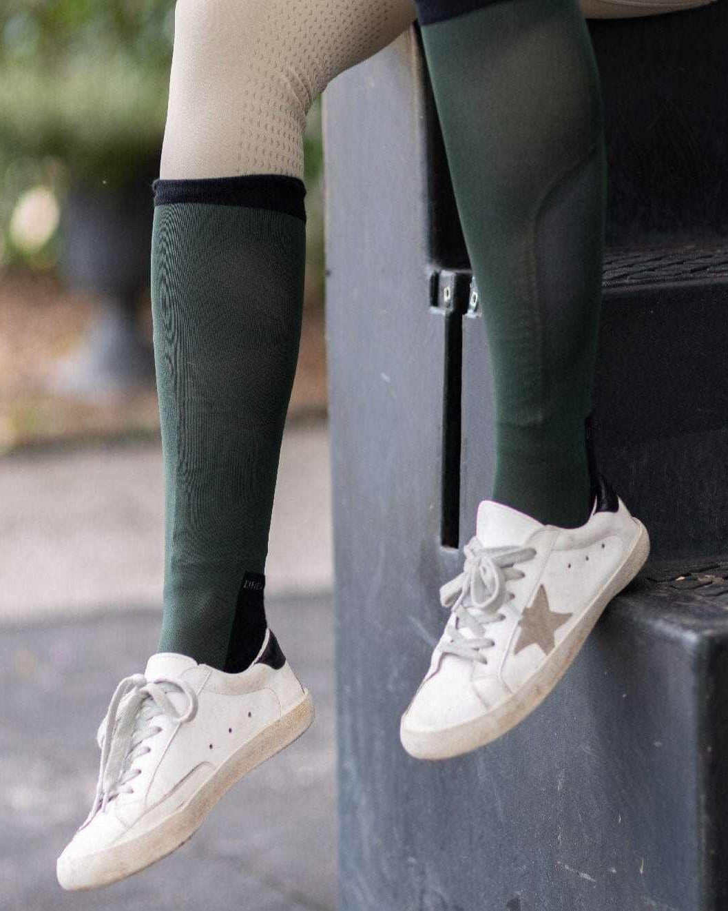 Simple Solid Pair of Socks - Dark Hunter Green knit tall boot socks, by Dreamers & Schemers