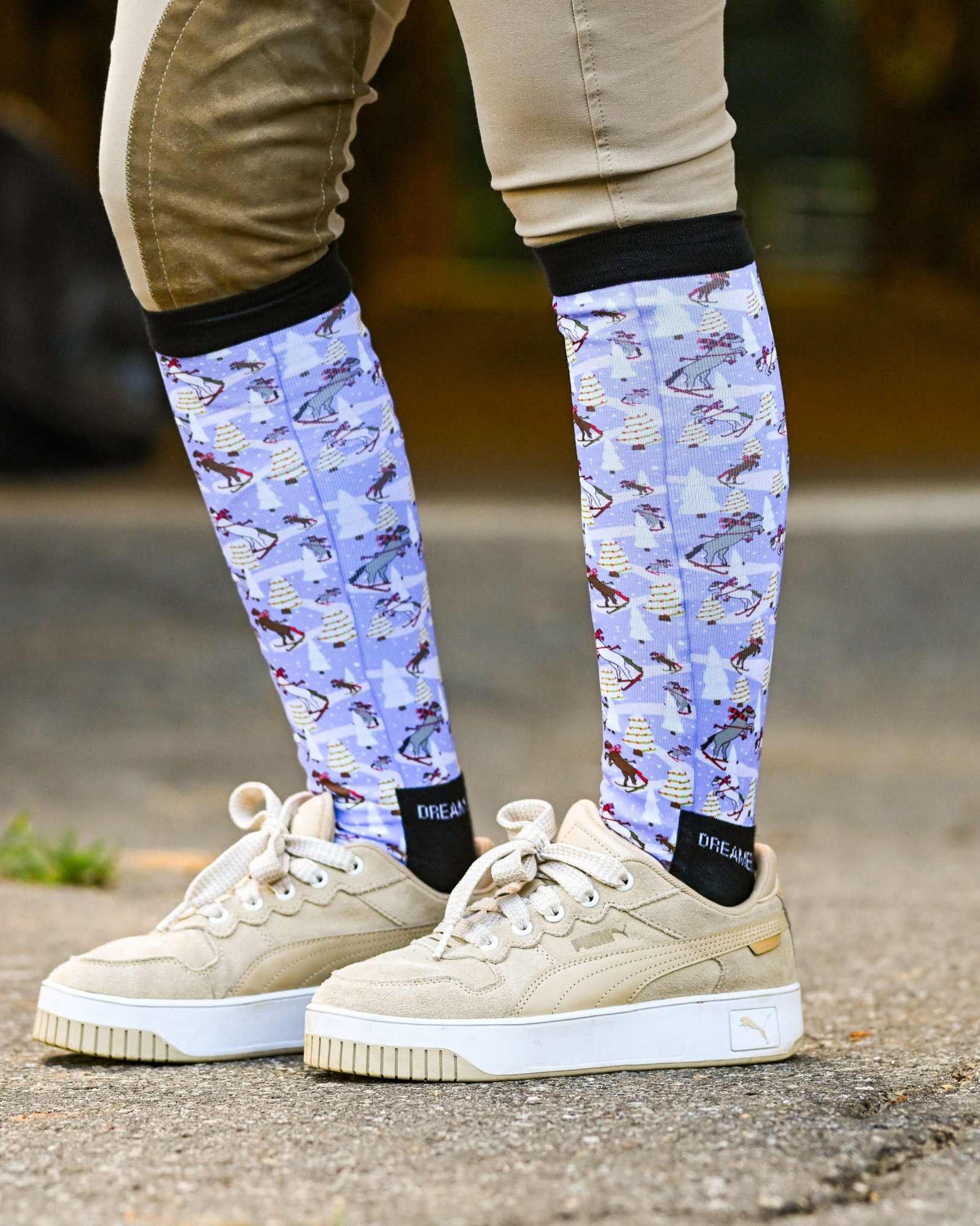 dreamers & schemers Pair & A Spare Ski You Later Pair & A Spare Socks equestrian boot socks boot socks thin socks riding socks pattern socks tall socks funny socks knee high socks horse socks horse show socks