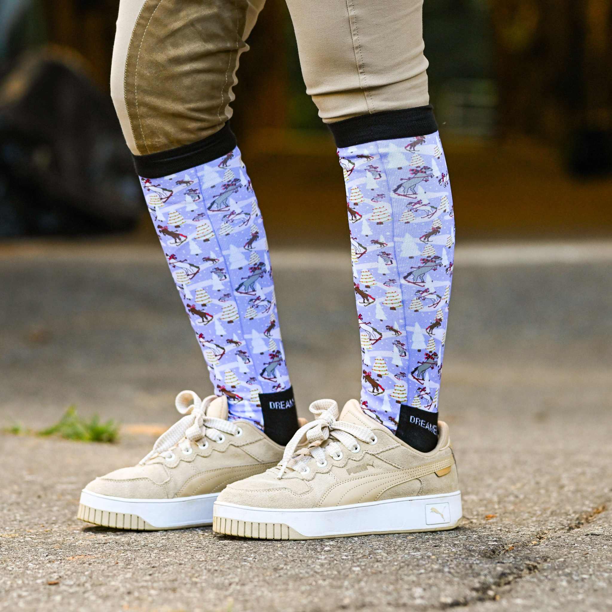 dreamers & schemers Pair & A Spare Ski You Later Pair & A Spare Socks equestrian boot socks boot socks thin socks riding socks pattern socks tall socks funny socks knee high socks horse socks horse show socks