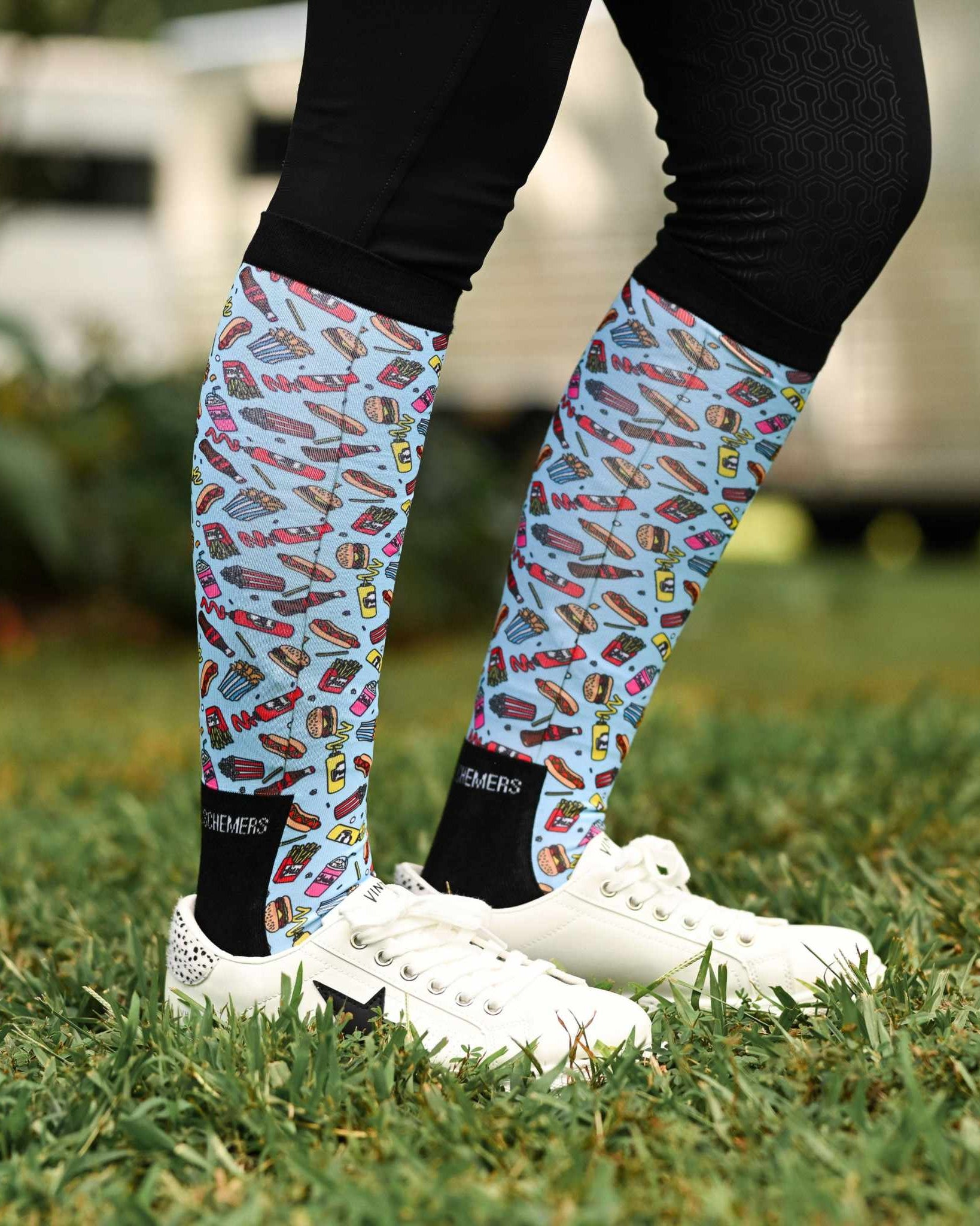 dreamers & schemers Pair & A Spare Snack Attack Pair & A Spare Socks equestrian boot socks boot socks thin socks riding socks pattern socks tall socks funny socks knee high socks horse socks horse show socks