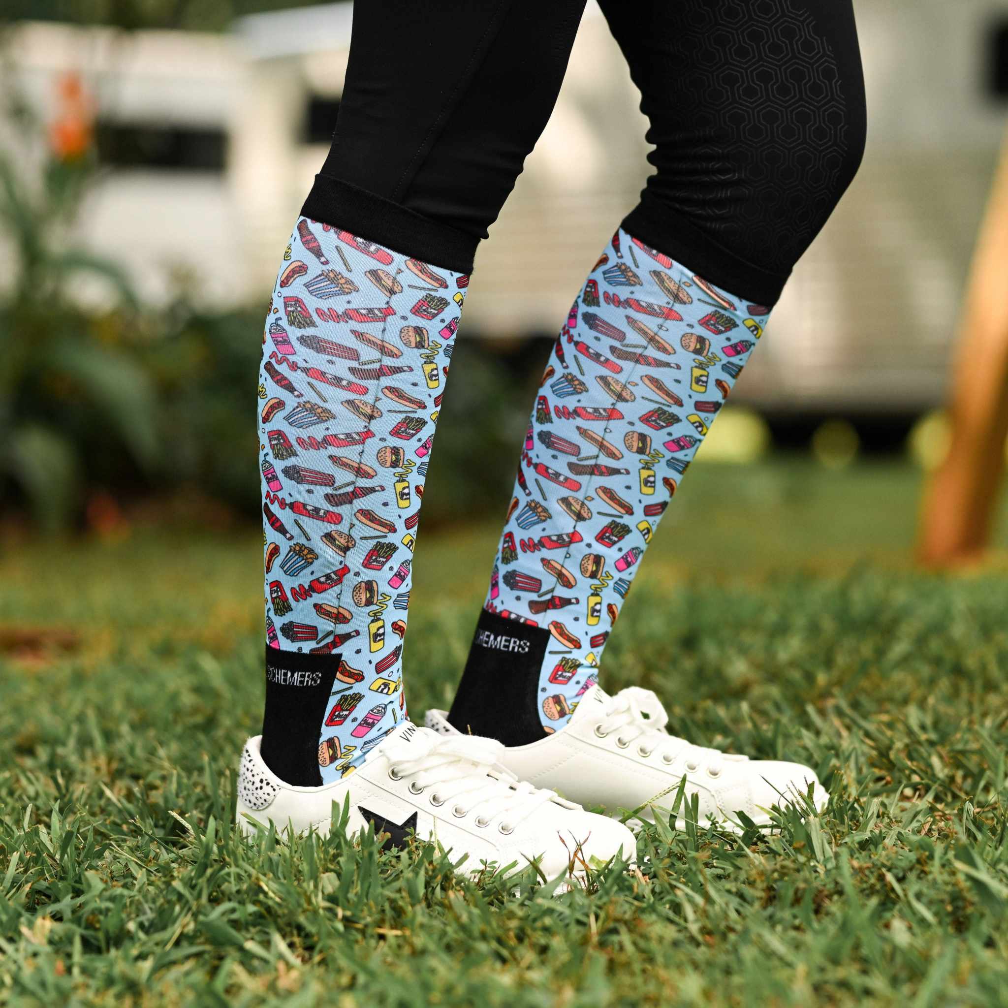 dreamers & schemers Pair & A Spare Snack Attack Pair & A Spare Socks equestrian boot socks boot socks thin socks riding socks pattern socks tall socks funny socks knee high socks horse socks horse show socks