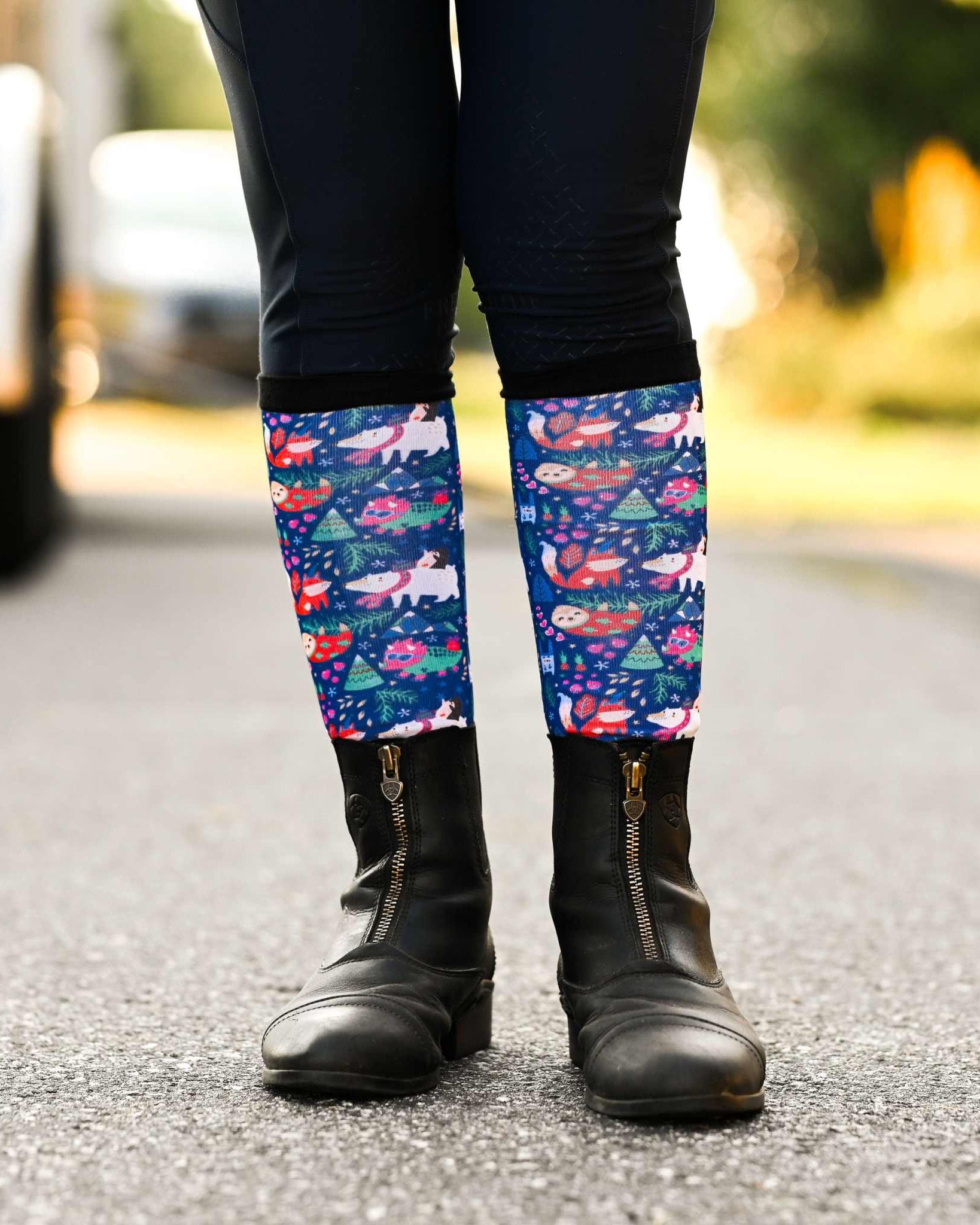 dreamers & schemers Pair & A Spare Snow Much Fun Pair & A Spare Socks equestrian boot socks boot socks thin socks riding socks pattern socks tall socks funny socks knee high socks horse socks horse show socks