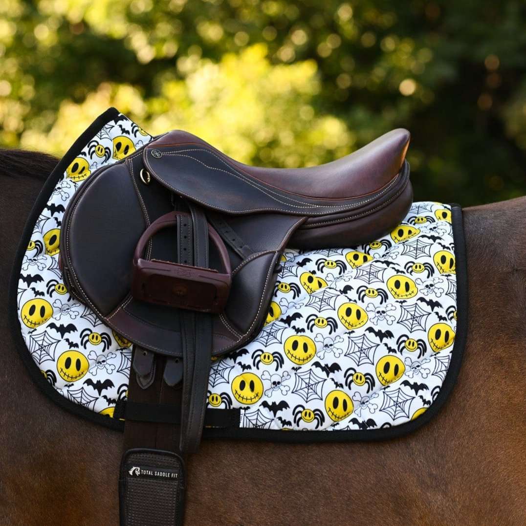 Dreamers & Schemers Spooky Smile Saddle Pad – patterned saddle pad, equestrian gift, horseback riding gear from Dreamers & Schemers Saddle Pads