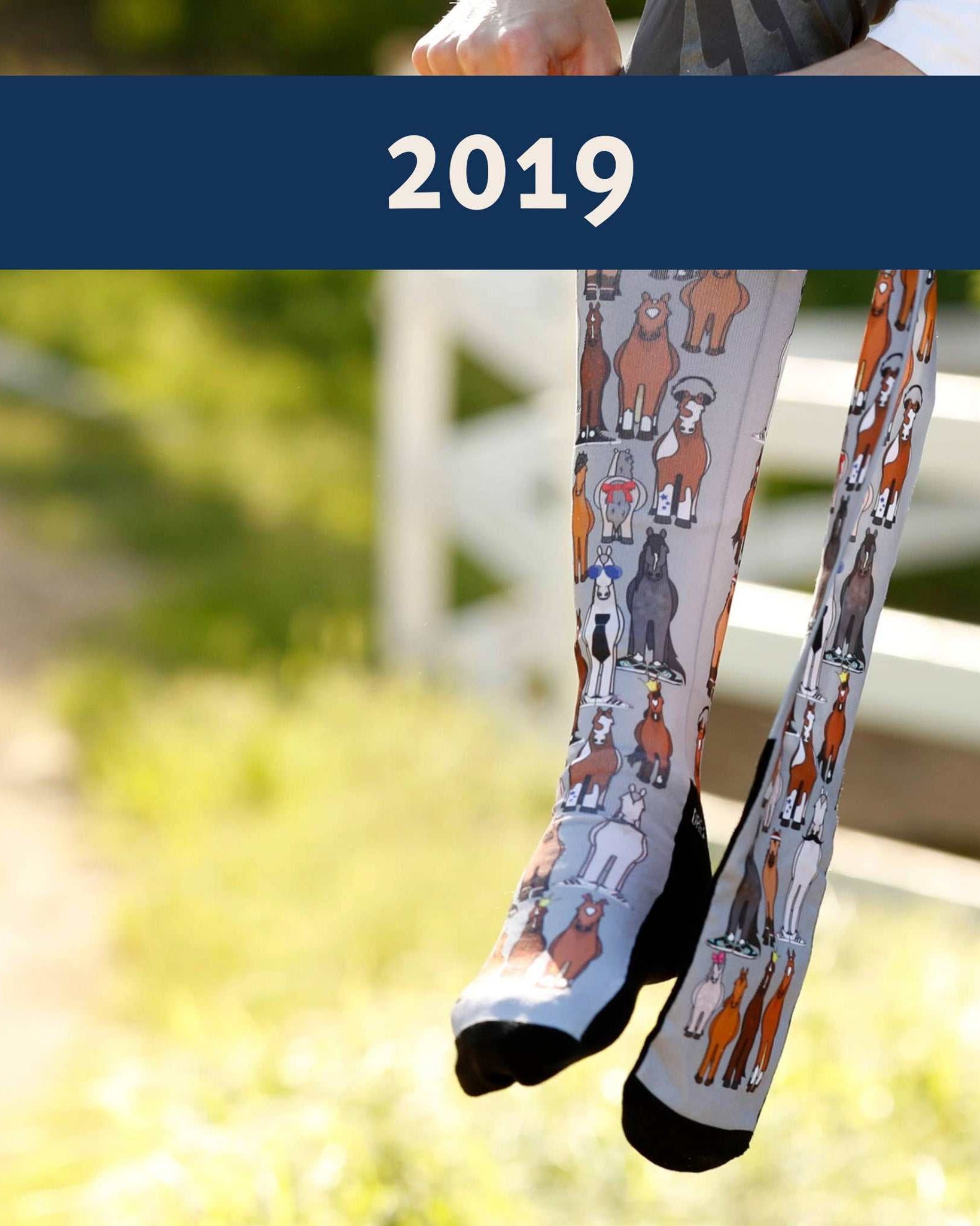 10th Anniversary Limited Edition Spring Fam boot socks with horse crew design