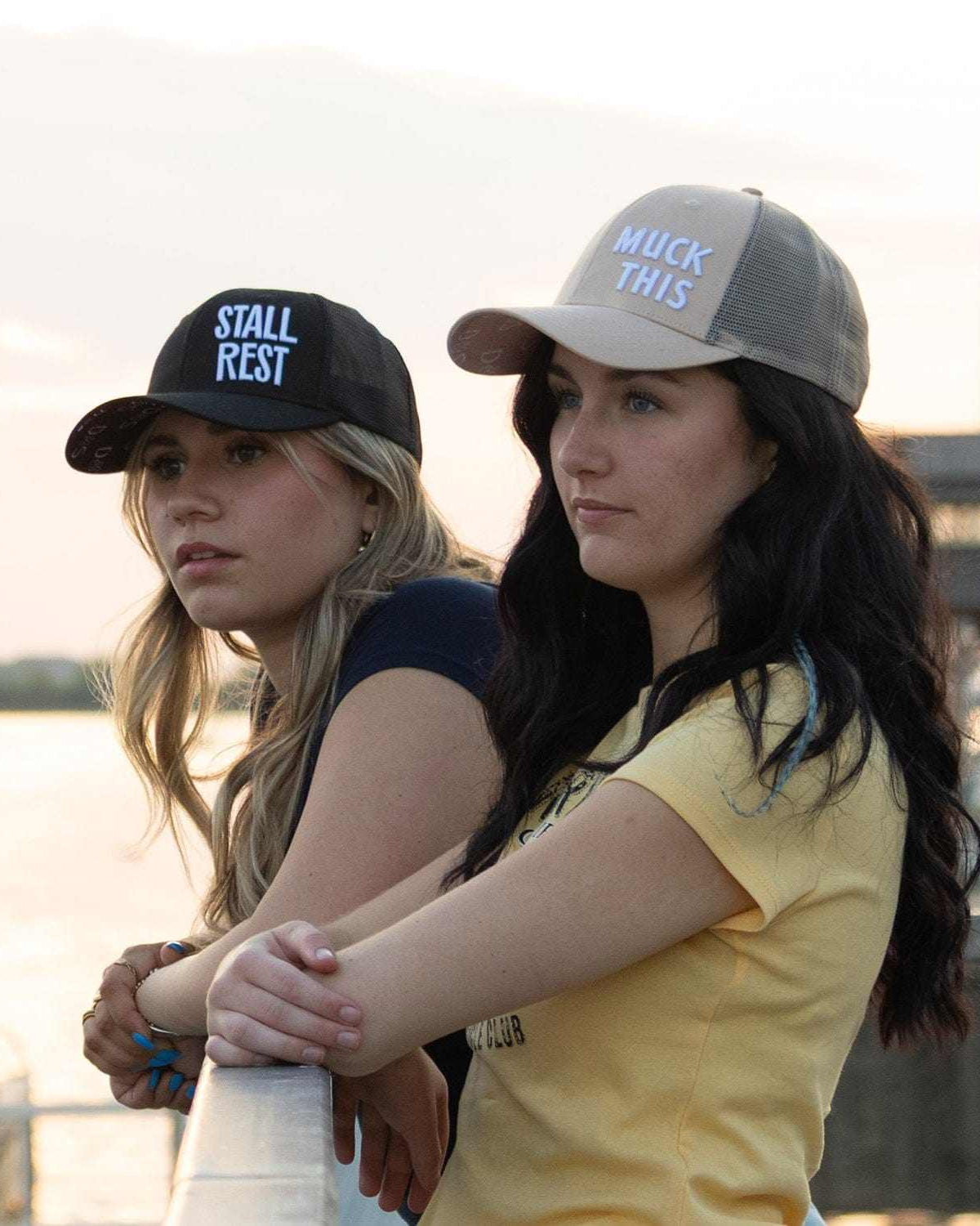 Muck This All-Around trucker hat, showing the full pattern layout, equestrian headwear by Dreamers & Schemers