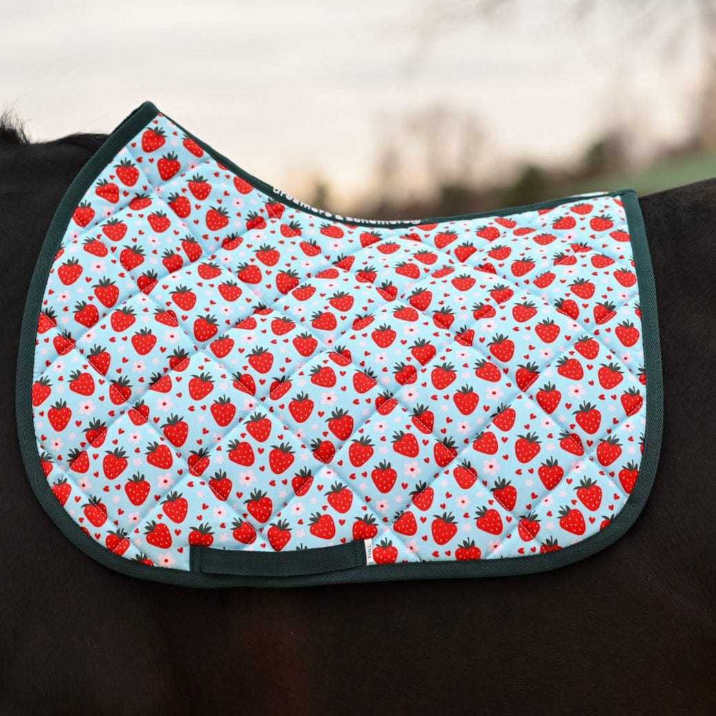 Dreamers & Schemers Strawberry Saddle Pad – patterned saddle pad, equestrian gift, horseback riding gear from Dreamers & Schemers Saddle Pads