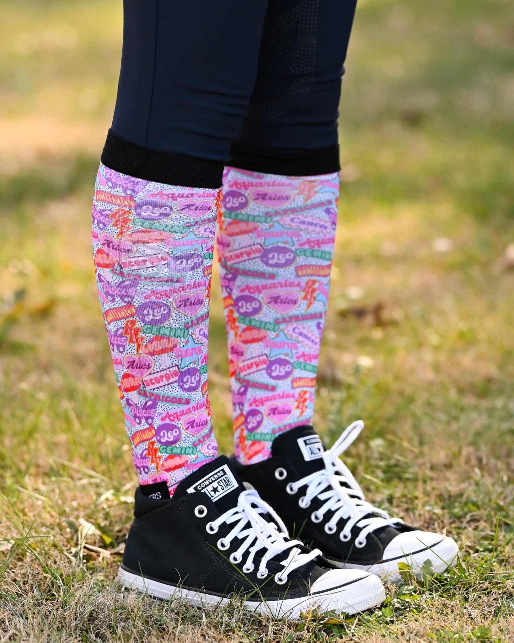 dreamers & schemers Pair & A Spare Sun Signs Pair & a Spare Socks equestrian boot socks boot socks thin socks riding socks pattern socks tall socks funny socks knee high socks horse socks horse show socks