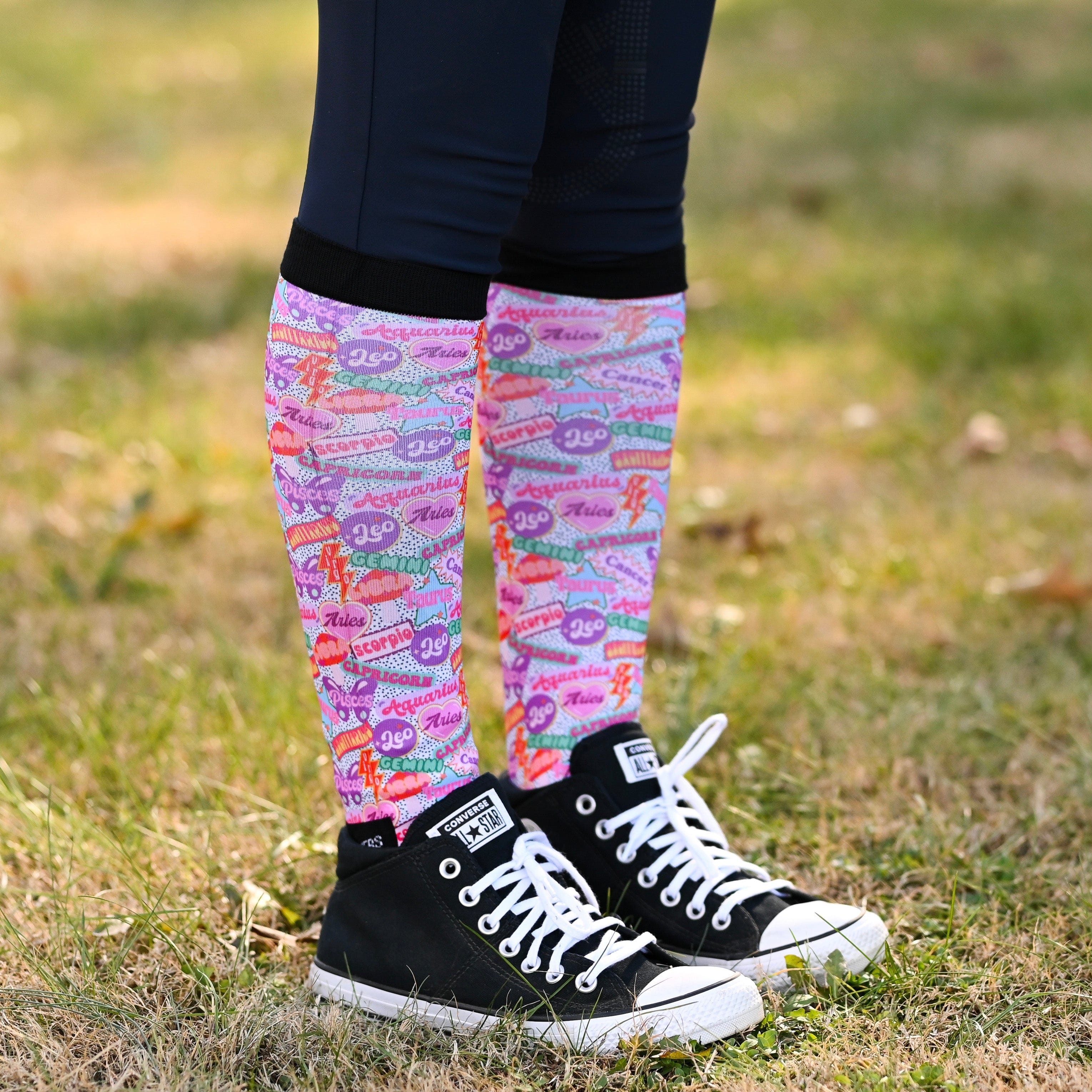 dreamers & schemers Pair & A Spare Sun Signs  Pair & a Spare Socks equestrian boot socks boot socks thin socks riding socks pattern socks tall socks funny socks knee high socks horse socks horse show socks