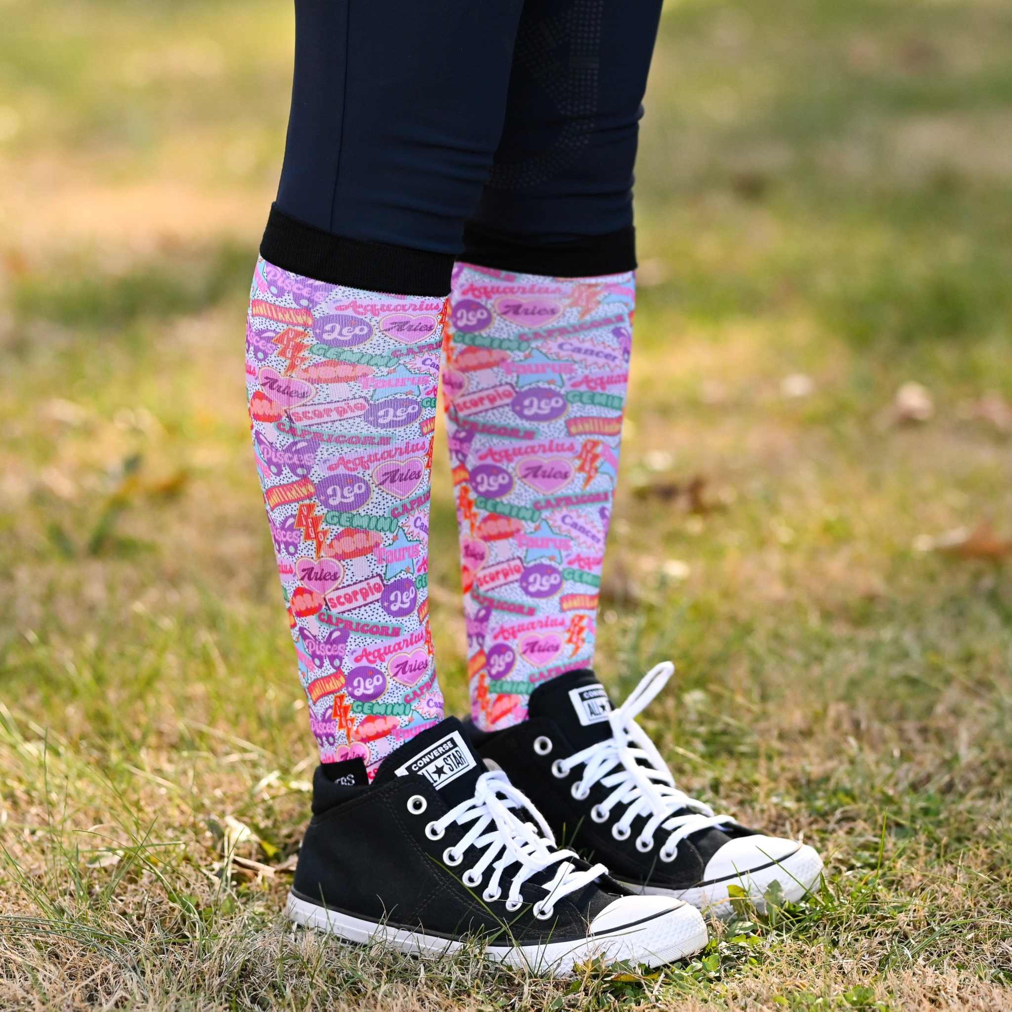 dreamers & schemers Pair & A Spare Sun Signs Pair & a Spare Socks equestrian boot socks boot socks thin socks riding socks pattern socks tall socks funny socks knee high socks horse socks horse show socks