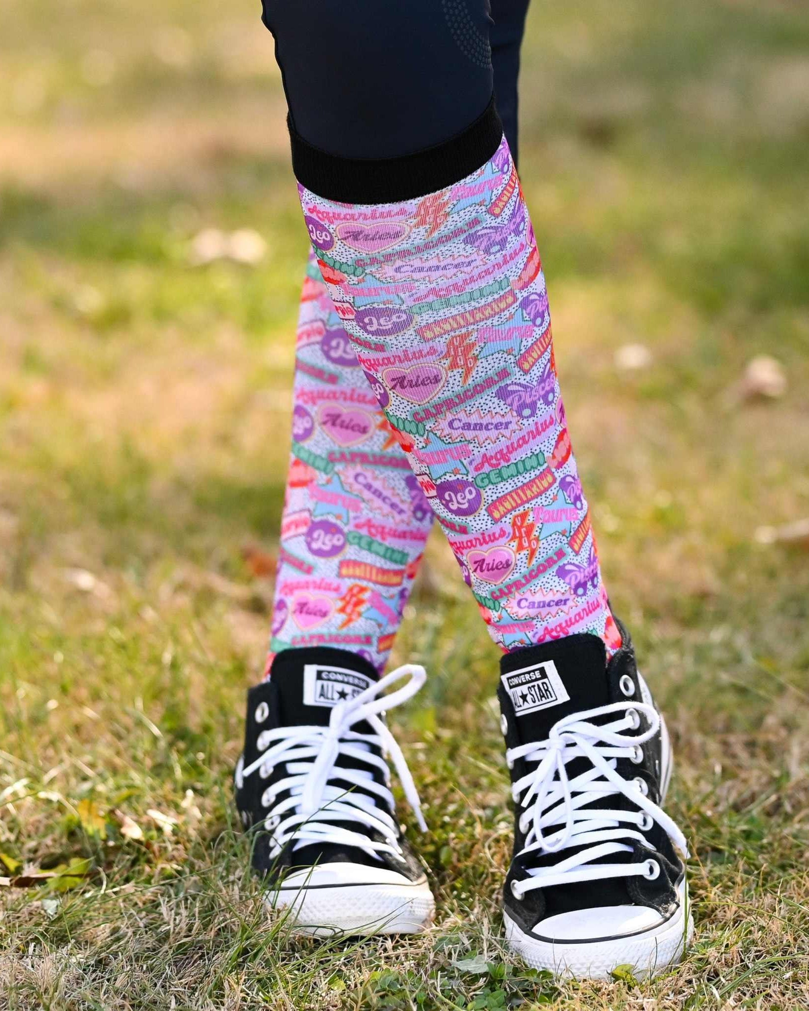 dreamers & schemers Pair & A Spare Sun Signs Pair & a Spare Socks equestrian boot socks boot socks thin socks riding socks pattern socks tall socks funny socks knee high socks horse socks horse show socks