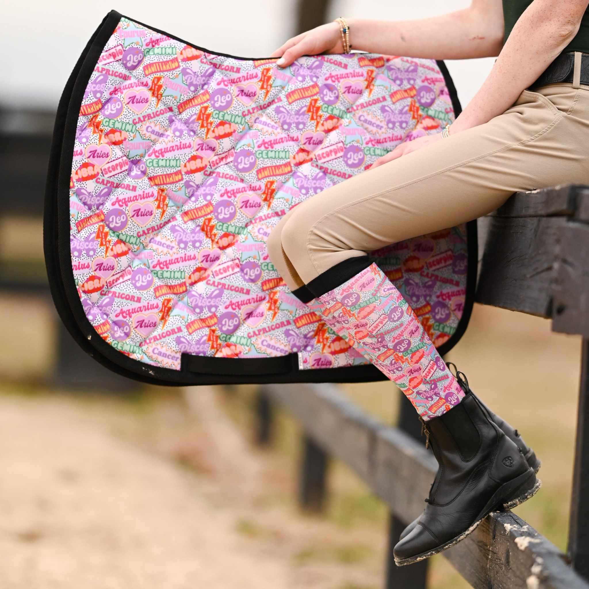 Dreamers & Schemers Sun Signs Saddle Pad – patterned saddle pad, equestrian gift, horseback riding gear from Dreamers & Schemers Saddle Pads