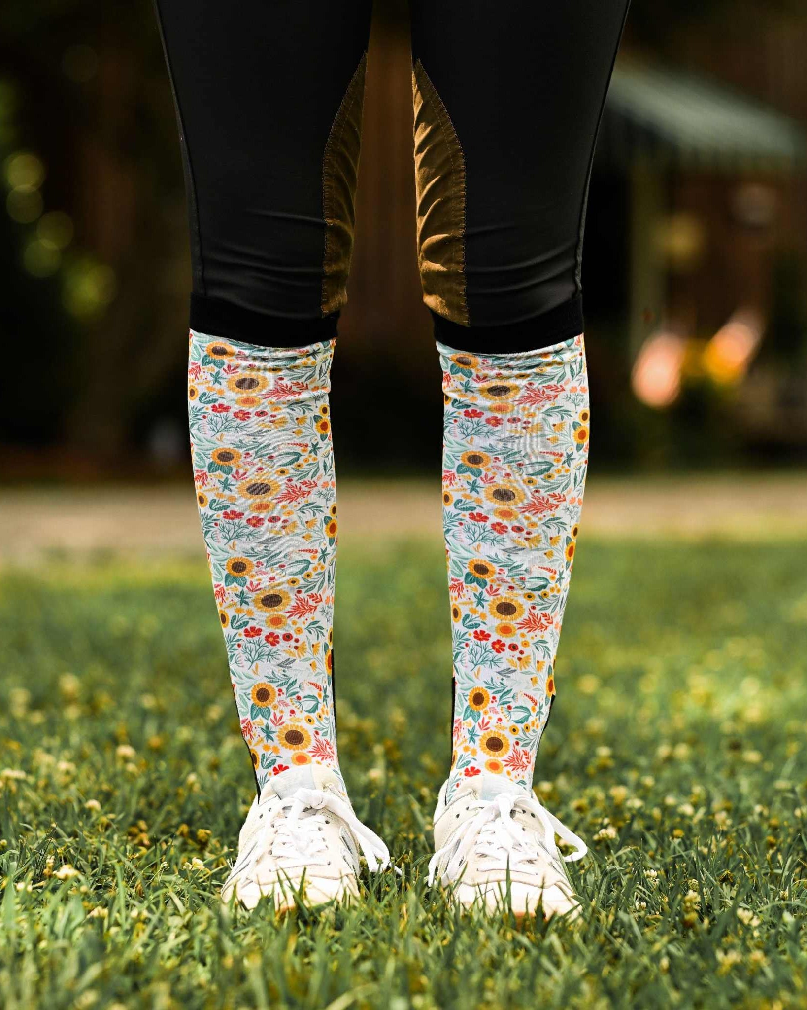 dreamers & schemers Pair & A Spare Sunflower Fields Pair & A Spare Socks equestrian boot socks boot socks thin socks riding socks pattern socks tall socks funny socks knee high socks horse socks horse show socks