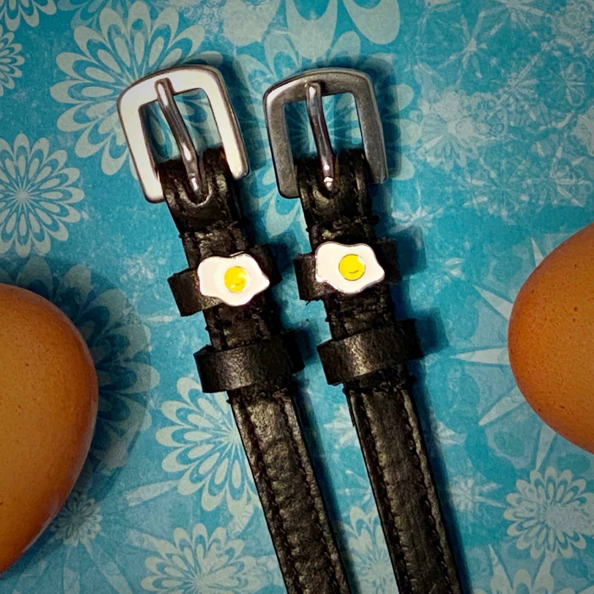 ManeJane Spur Straps Sunny Side Up Egg Spur Straps equestrian boot socks boot socks thin socks riding socks pattern socks tall socks funny socks knee high socks horse socks horse show socks