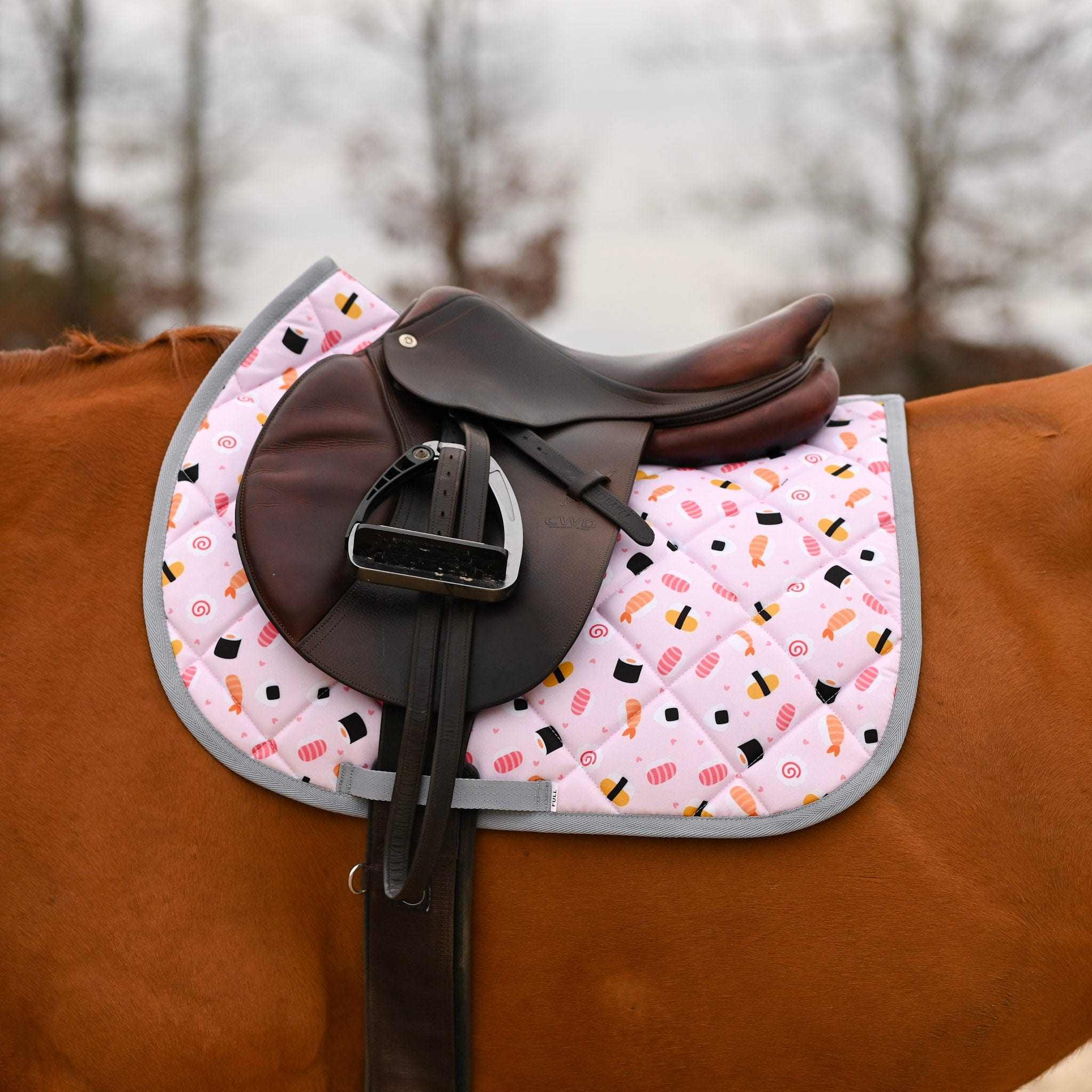 Dreamers & Schemers Sushi O Clock Saddle Pad – patterned saddle pad, equestrian gift, horseback riding gear from Dreamers & Schemers Saddle Pads