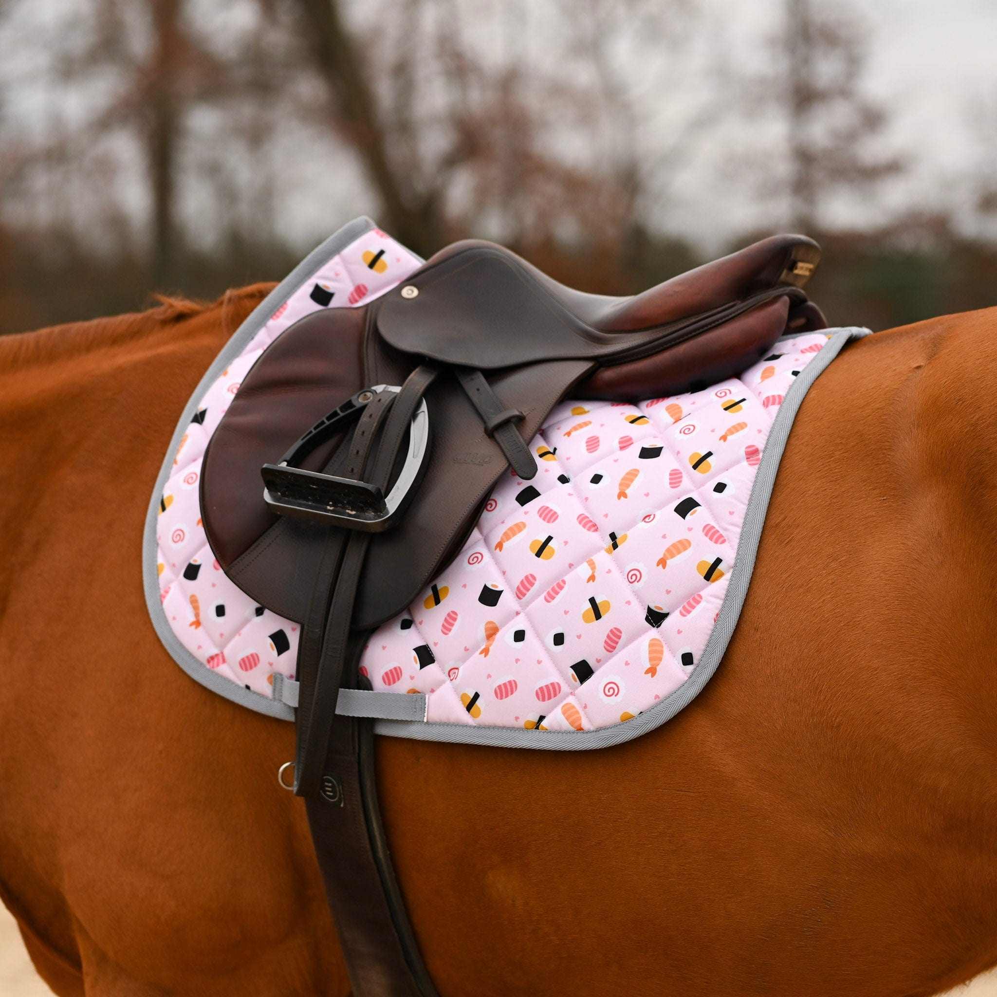 Dreamers & Schemers Sushi O Clock Saddle Pad – patterned saddle pad, equestrian gift, horseback riding gear from Dreamers & Schemers Saddle Pads