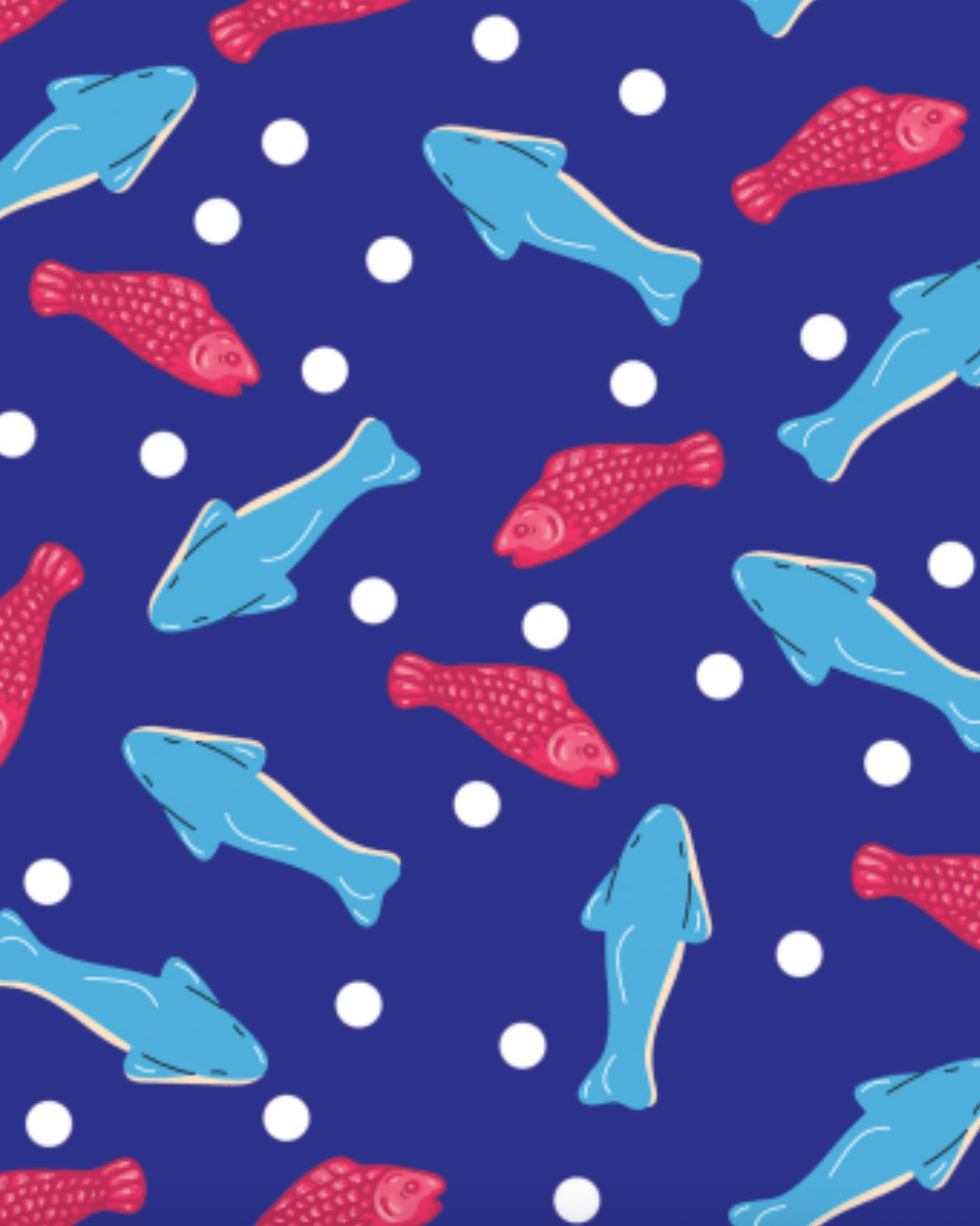 Sweet-ish Fish Pair & a Spare equestrian boot socks, showing the full pattern layout