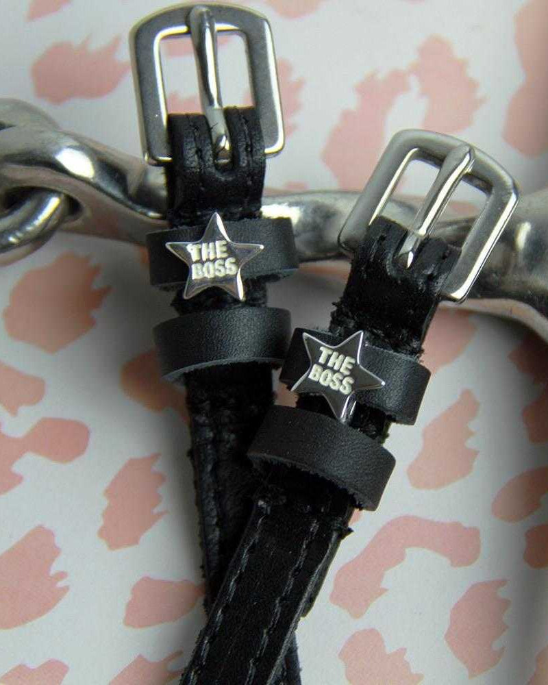 ManeJane Black Spur Straps Boss Star Silver Spur Straps equestrian boot socks boot socks thin socks riding socks pattern socks tall socks funny socks knee high socks horse socks horse show socks