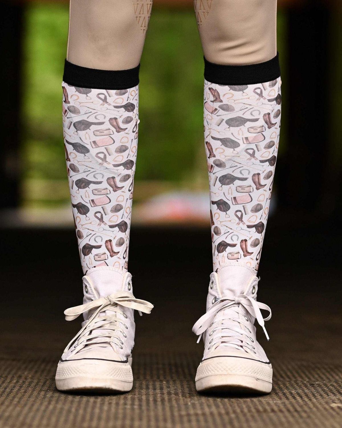 The Hunt Pair & a Spare equestrian boot socks with fox hunt equestrian tack, by Dreamers & Schemers
