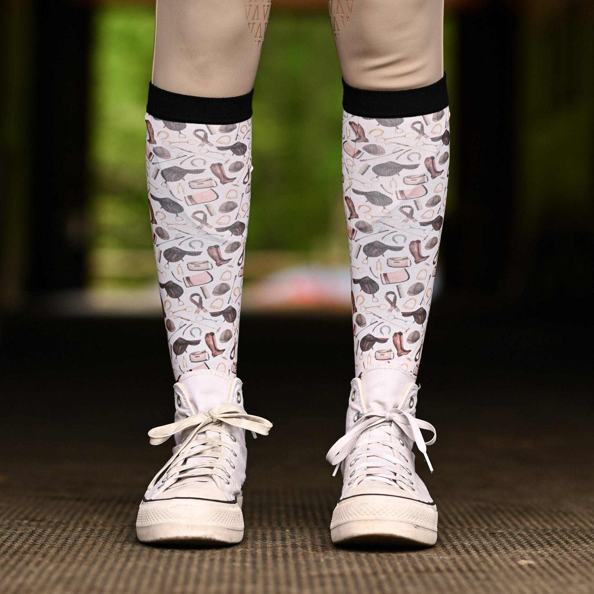 The Hunt Pair & a Spare equestrian boot socks with fox hunt equestrian tack, by Dreamers & Schemers