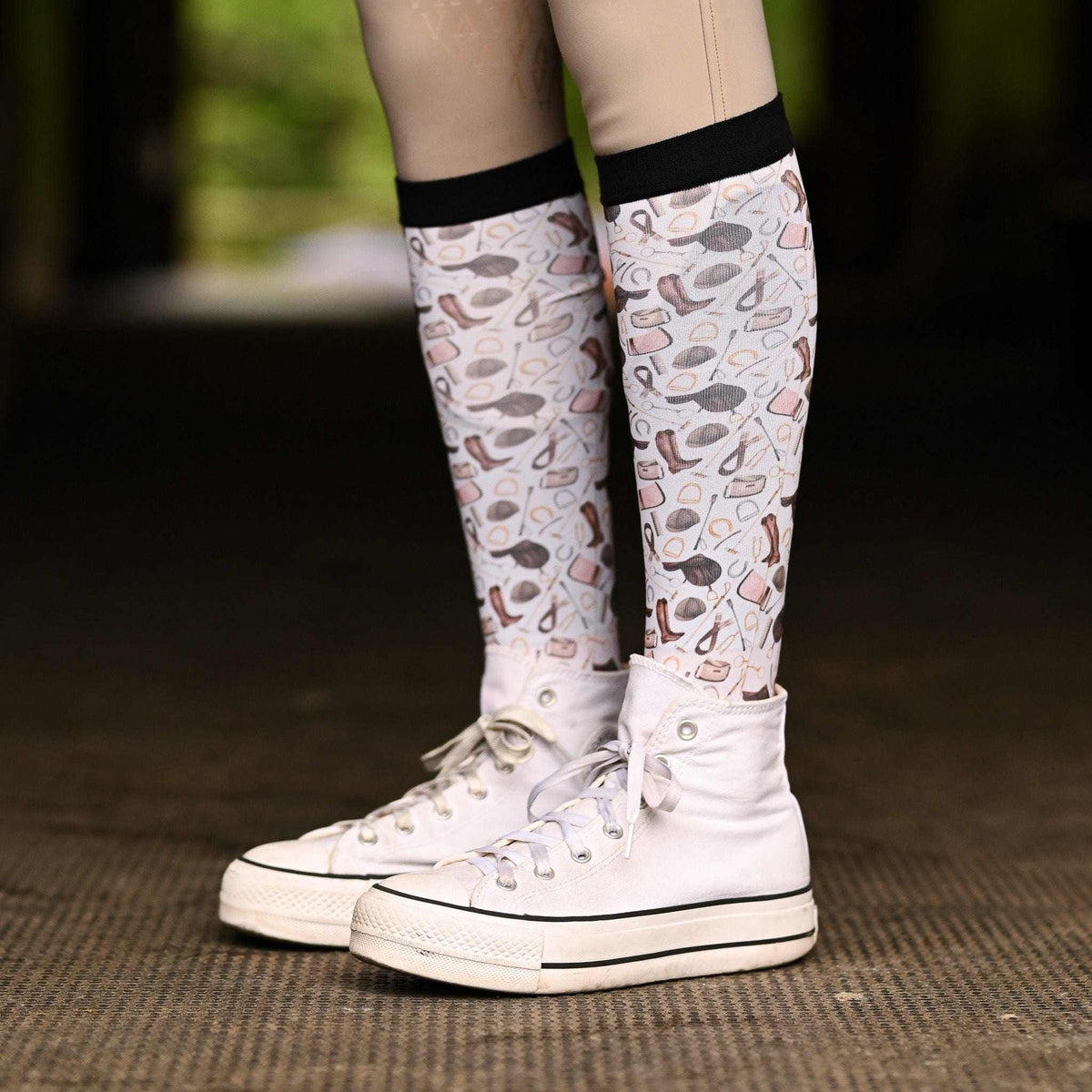 The Hunt Youth Pair & A Spare youth Pair & a Spare boot socks featuring fox hunt equestrian tack, alternate angle, by Dreamers & Schemers