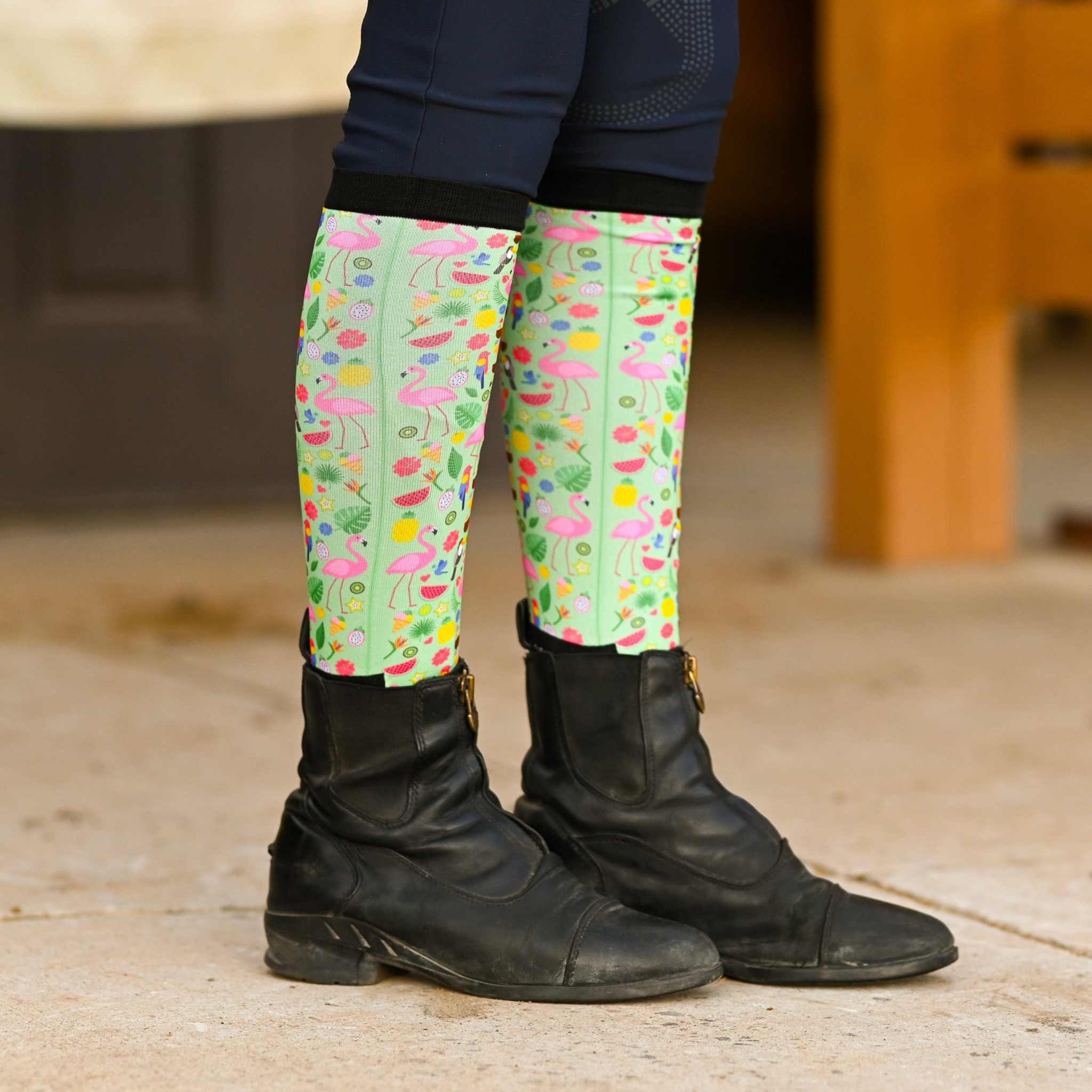 dreamers & schemers Youth Pair & a Spare Tropic Like it's Hot Youth Pair & a Spare Socks equestrian boot socks boot socks thin socks riding socks pattern socks tall socks funny socks knee high socks horse socks horse show socks