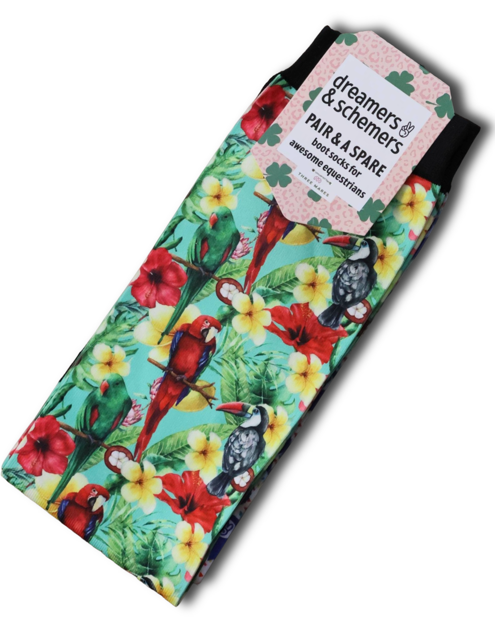 Tropical Dreamin' Pair & a Spare equestrian boot socks with tropical palm paradise, by Dreamers & Schemers