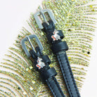 ManeJane Black Spur Straps 14 inch (youth) Unicorn Prancing Spur Straps equestrian boot socks boot socks thin socks riding socks pattern socks tall socks funny socks knee high socks horse socks horse show socks