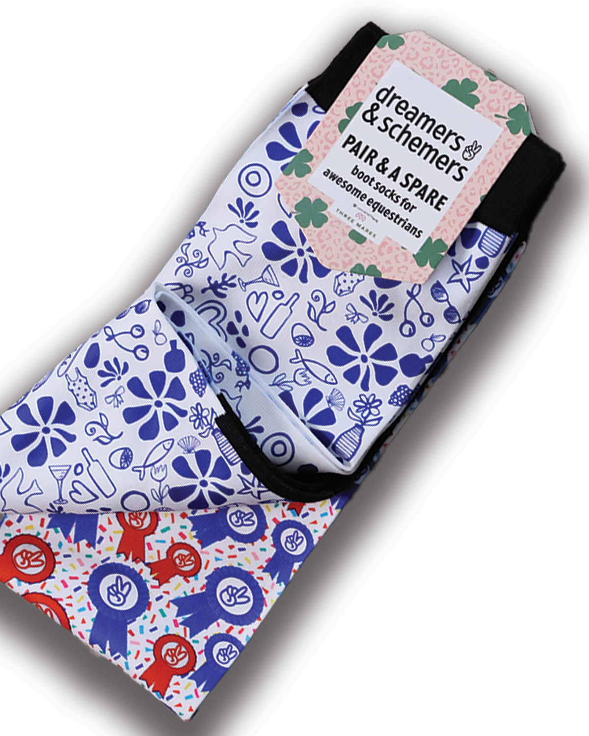 Vacay Pair & a Spare equestrian boot socks featuring vacation beach tropical, alternate angle, by Dreamers & Schemers