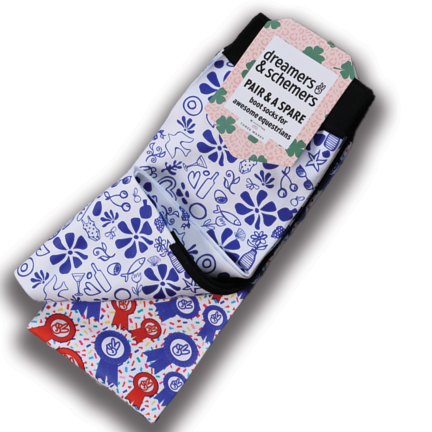 Vacay Pair & a Spare equestrian boot socks featuring vacation beach tropical, alternate angle, by Dreamers & Schemers