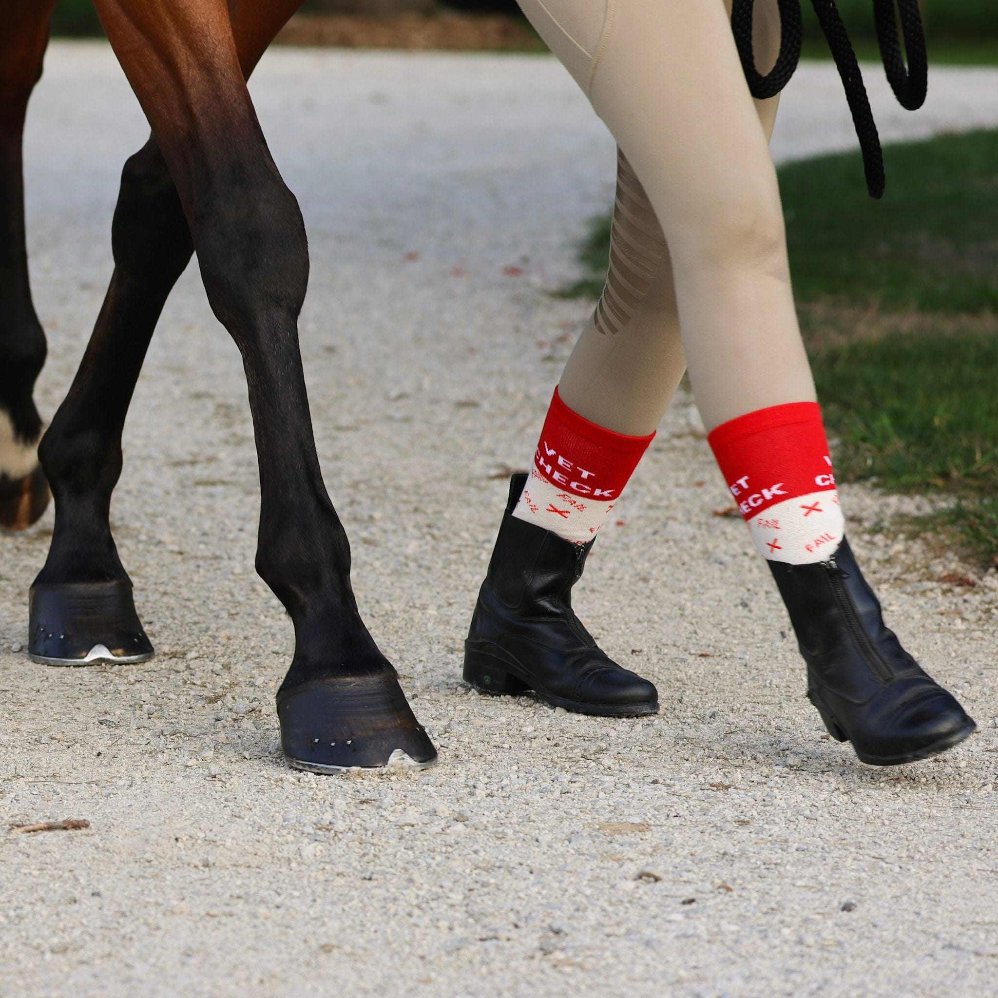 dreamers & schemers Crew Socks Vet Check Crew Socks equestrian boot socks boot socks thin socks riding socks pattern socks tall socks funny socks knee high socks horse socks horse show socks