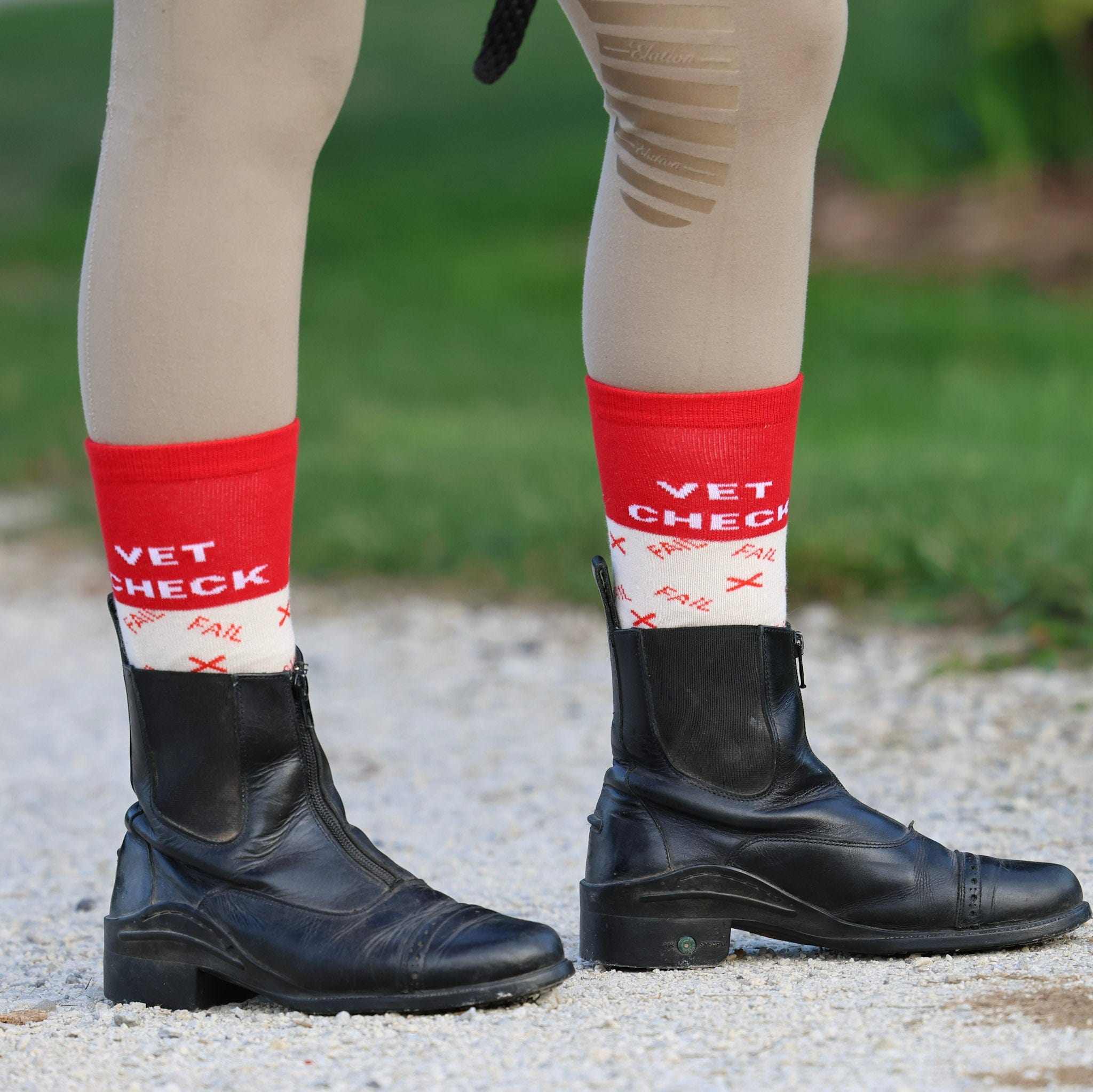 dreamers & schemers Crew Socks Vet Check Crew Socks equestrian boot socks boot socks thin socks riding socks pattern socks tall socks funny socks knee high socks horse socks horse show socks