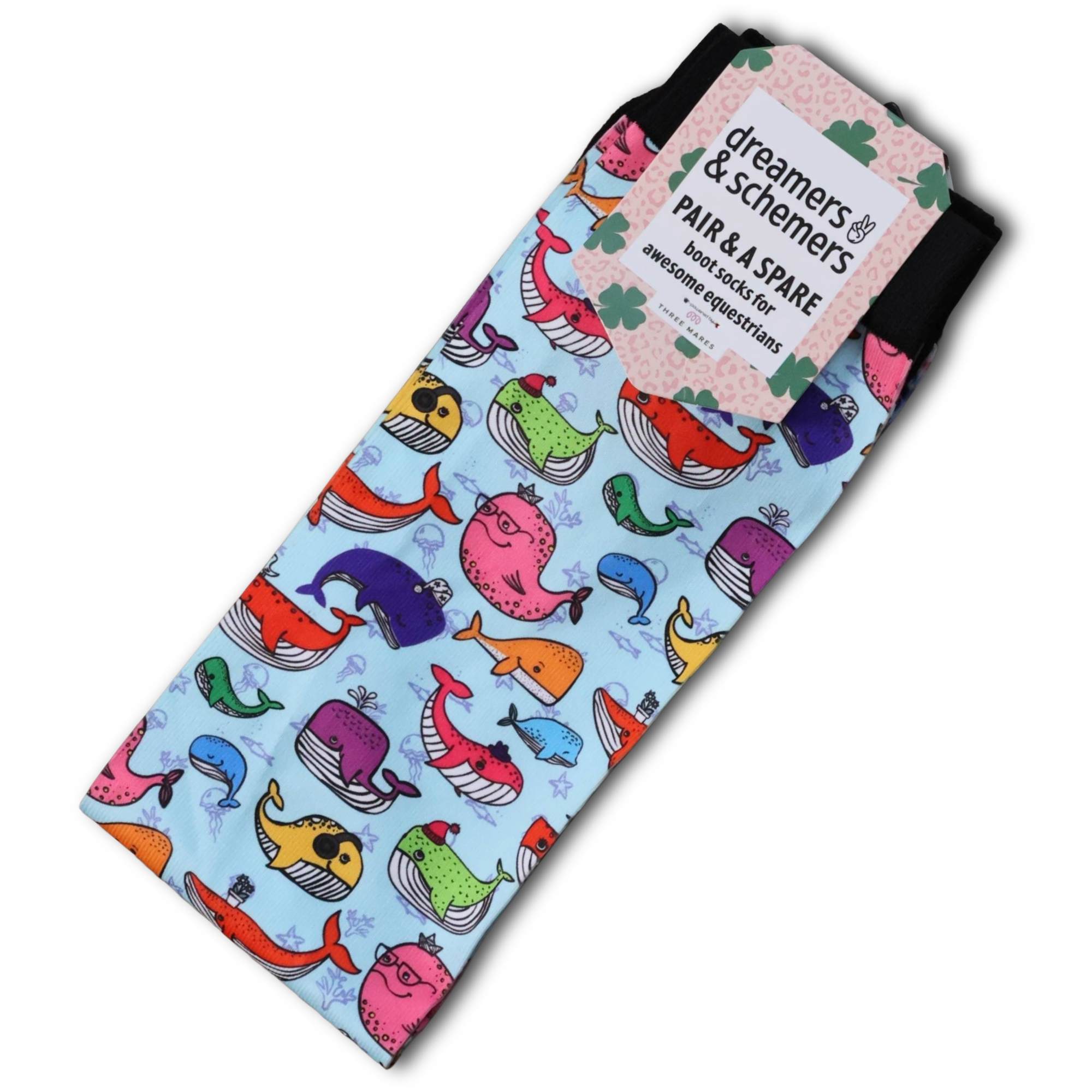Whale Whale Whale youth Pair & a Spare boot socks with whale ocean print, by Dreamers & Schemers