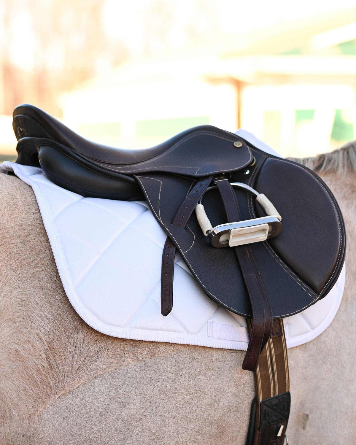 White DERP all-purpose saddle pad, showing the full pattern layout, by Dreamers & Schemers