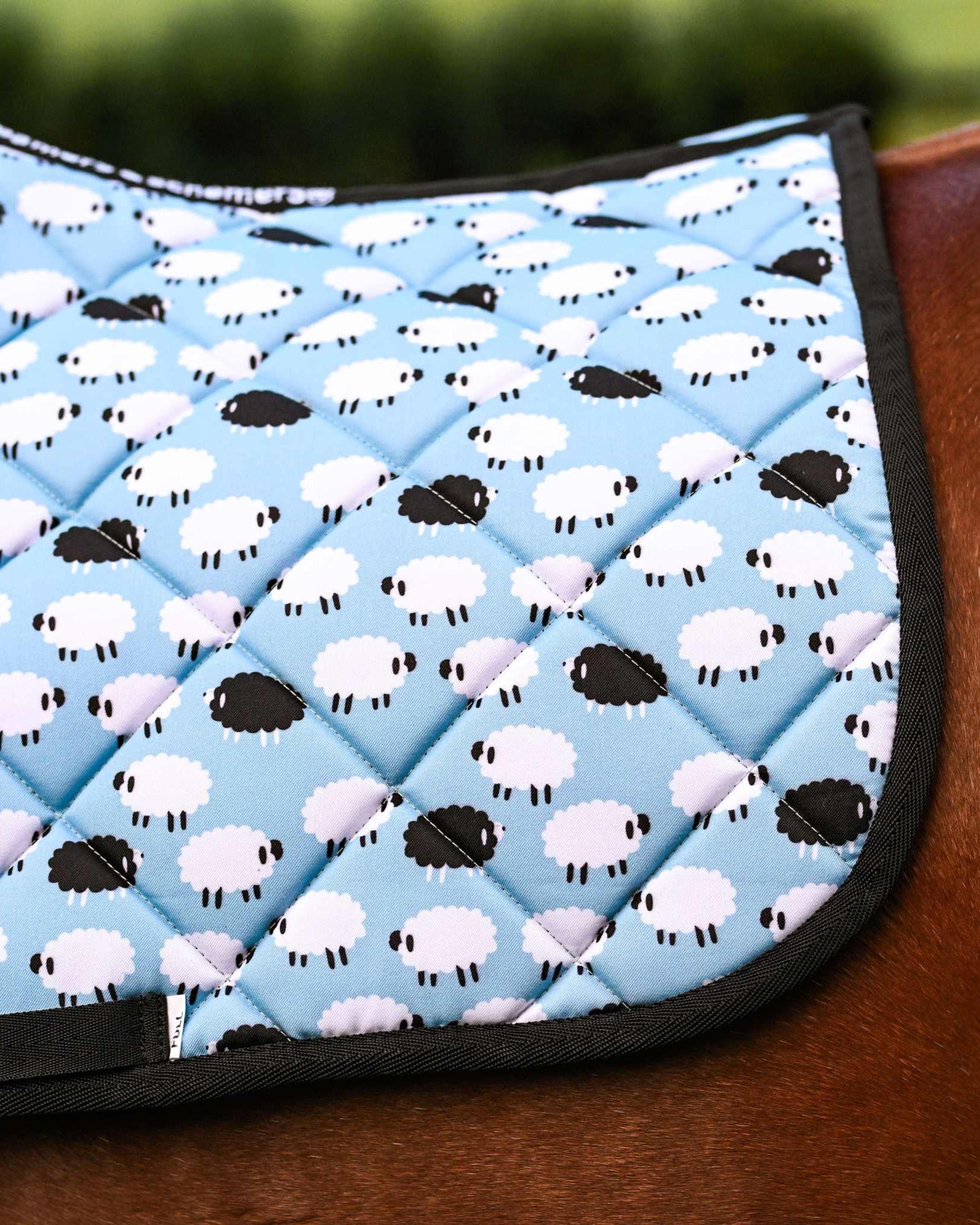 Dreamers & Schemers Who's a Black Sheep Saddle Pad – patterned saddle pad, equestrian gift, horseback riding gear from Dreamers & Schemers Saddle Pads