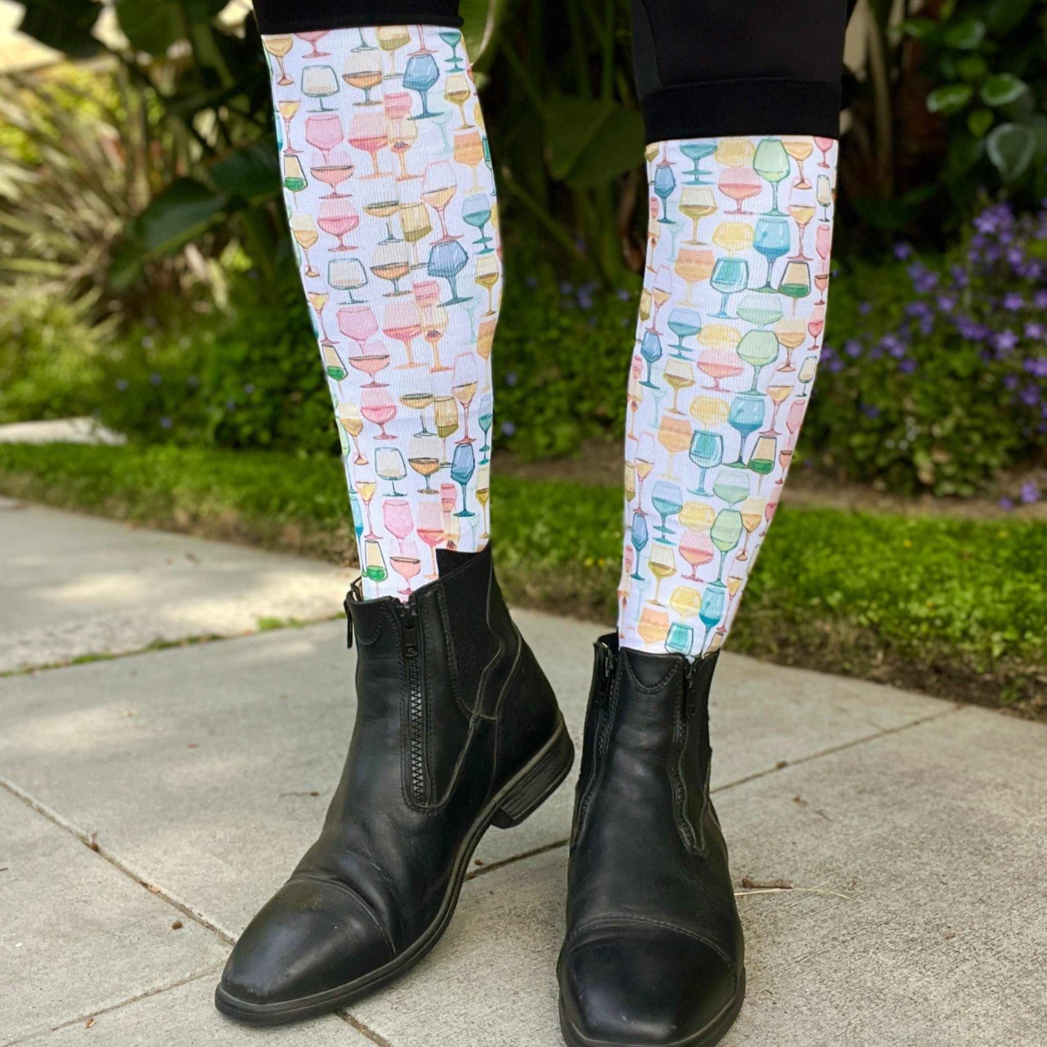 dreamers & schemers Pair & A Spare Wine Not Pair & a Spare equestrian boot socks boot socks thin socks riding socks pattern socks tall socks funny socks knee high socks horse socks horse show socks