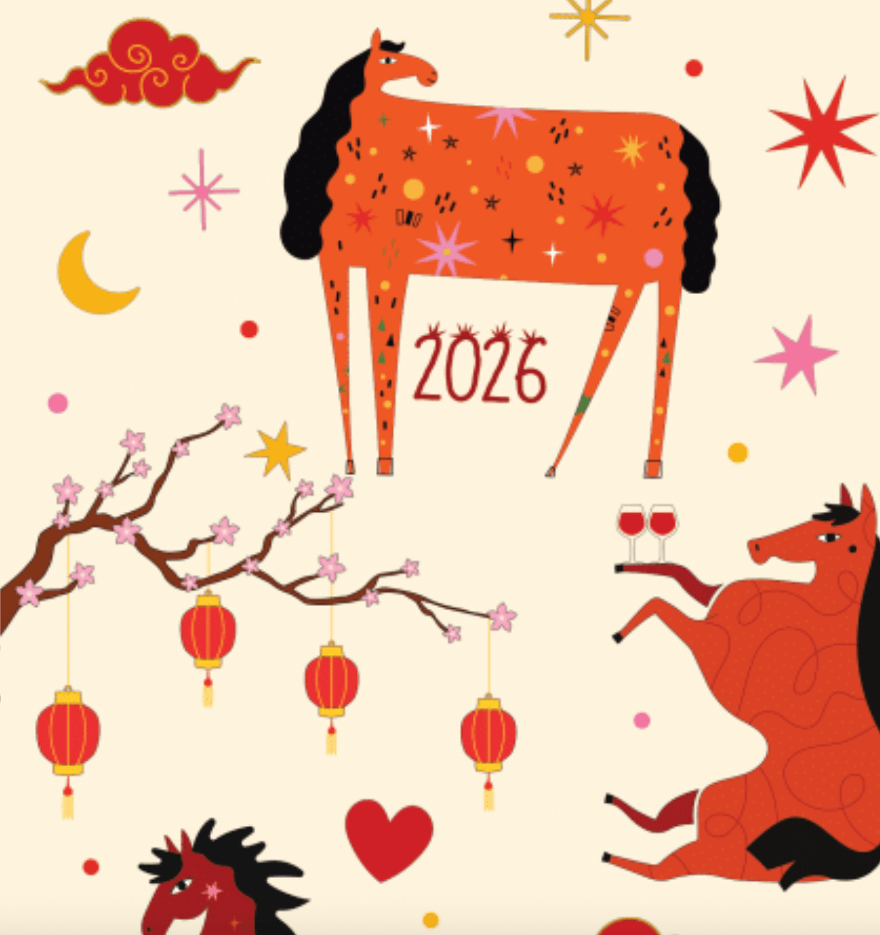 Year of the Horse black top boot socks with spare pair in pack of three