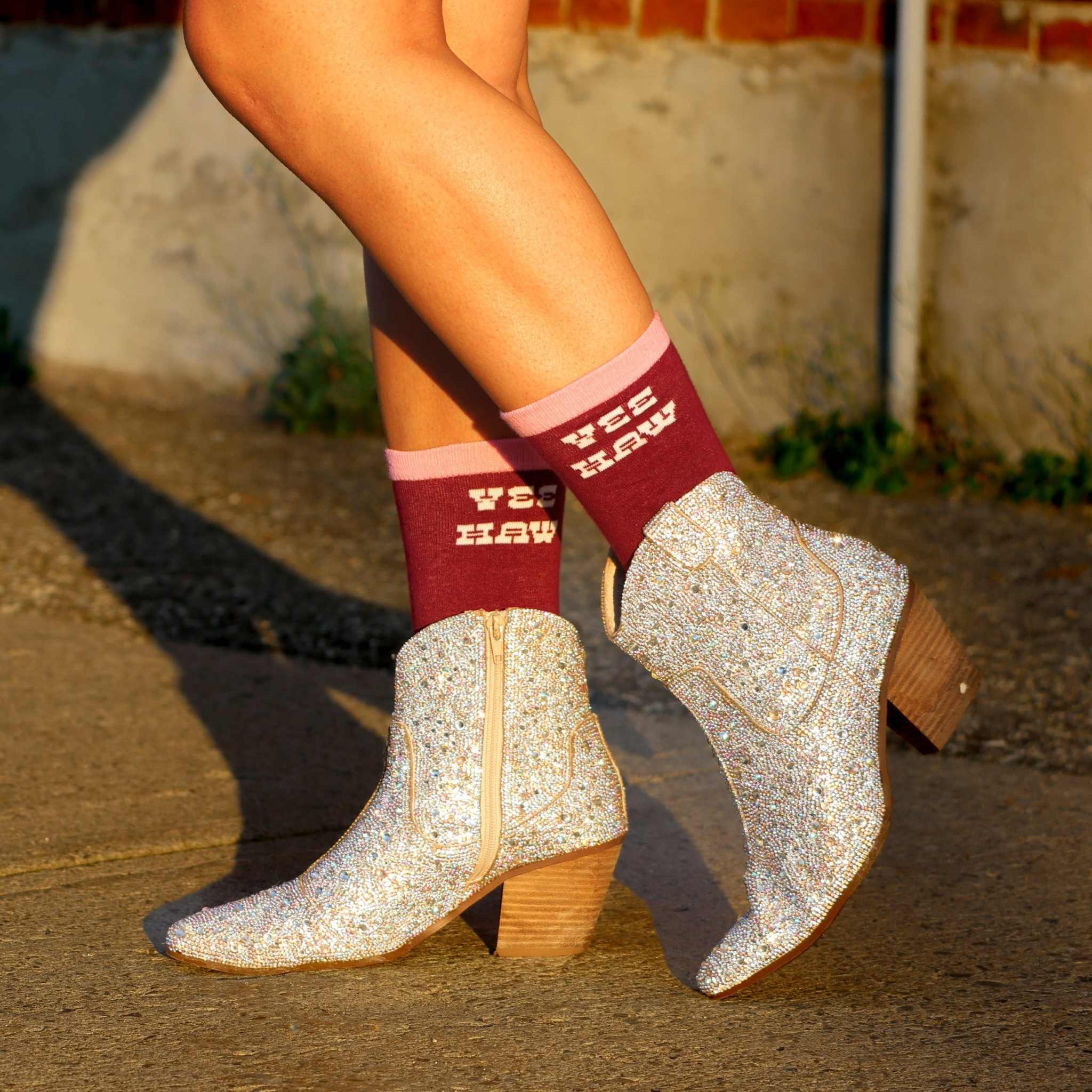 dreamers & schemers Crew Socks Yee Haw Crew Socks equestrian boot socks boot socks thin socks riding socks pattern socks tall socks funny socks knee high socks horse socks horse show socks
