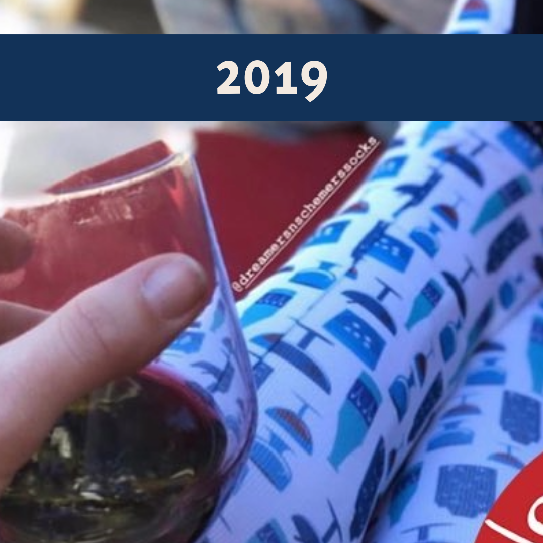 Limited edition 5 O'Clock Somewhere boot socks with drink glass motif, made in USA