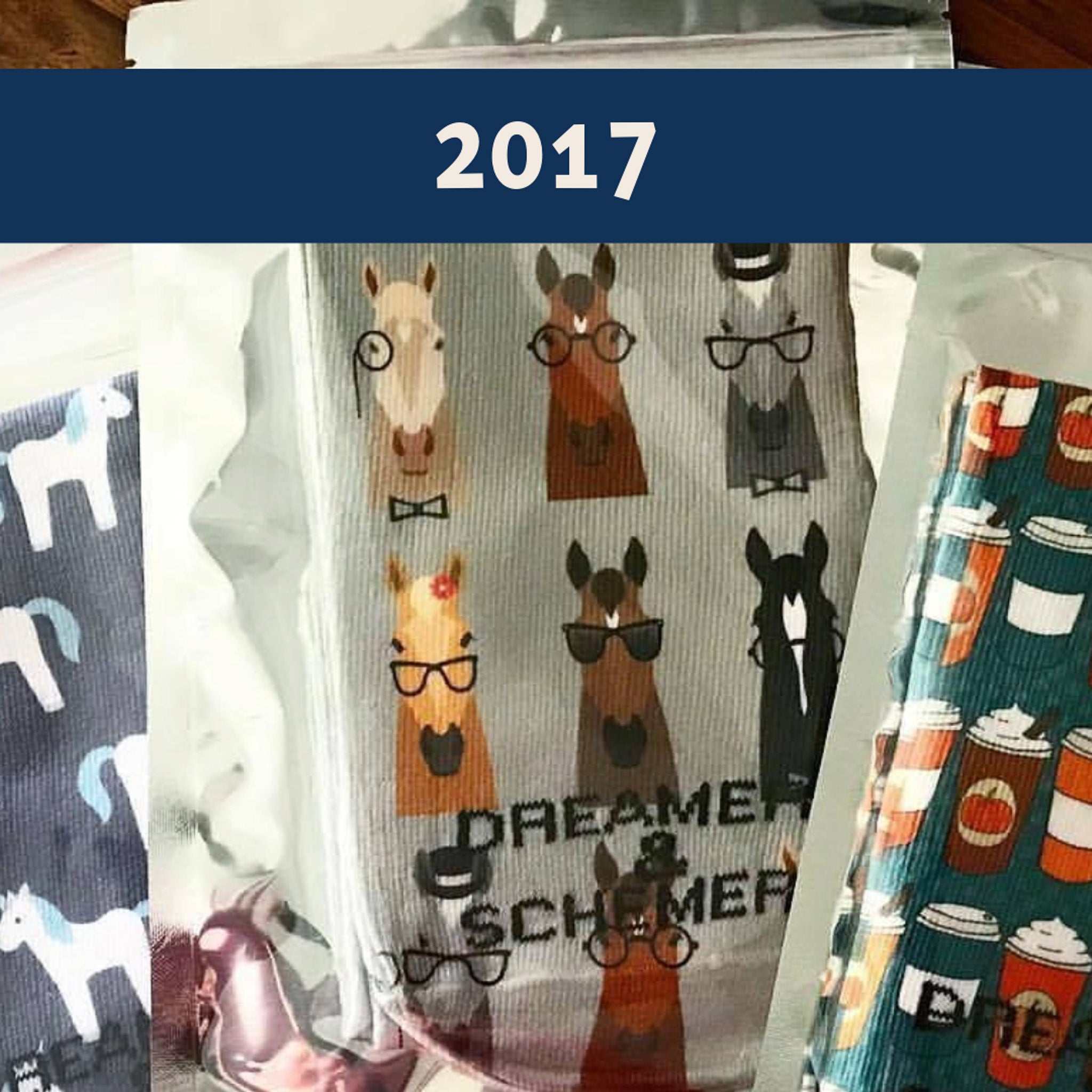 Limited edition SMRT Horse 2017 boot socks with horses wearing glasses and academic design